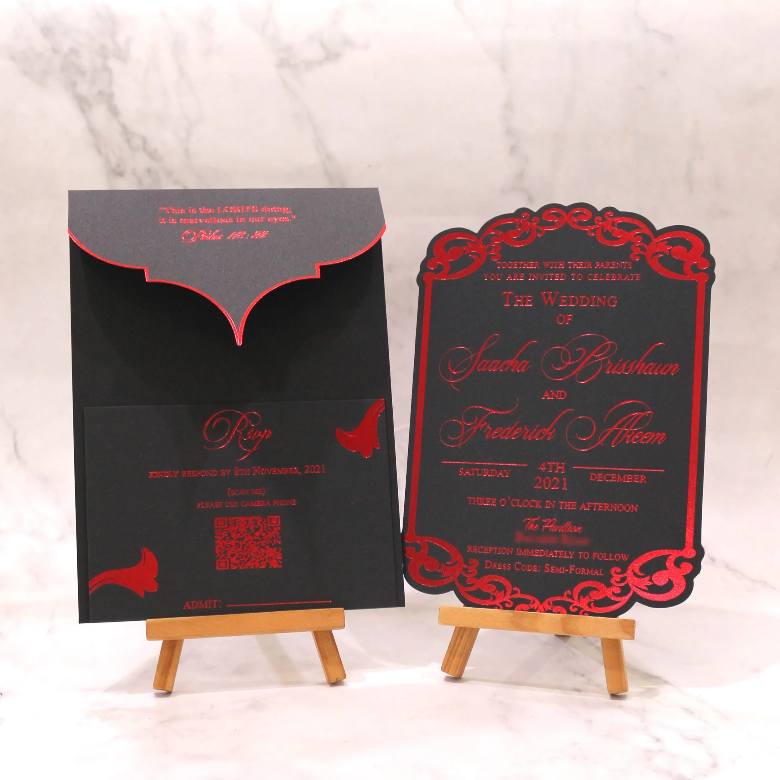 Printable Red And Black Wedding Invitations