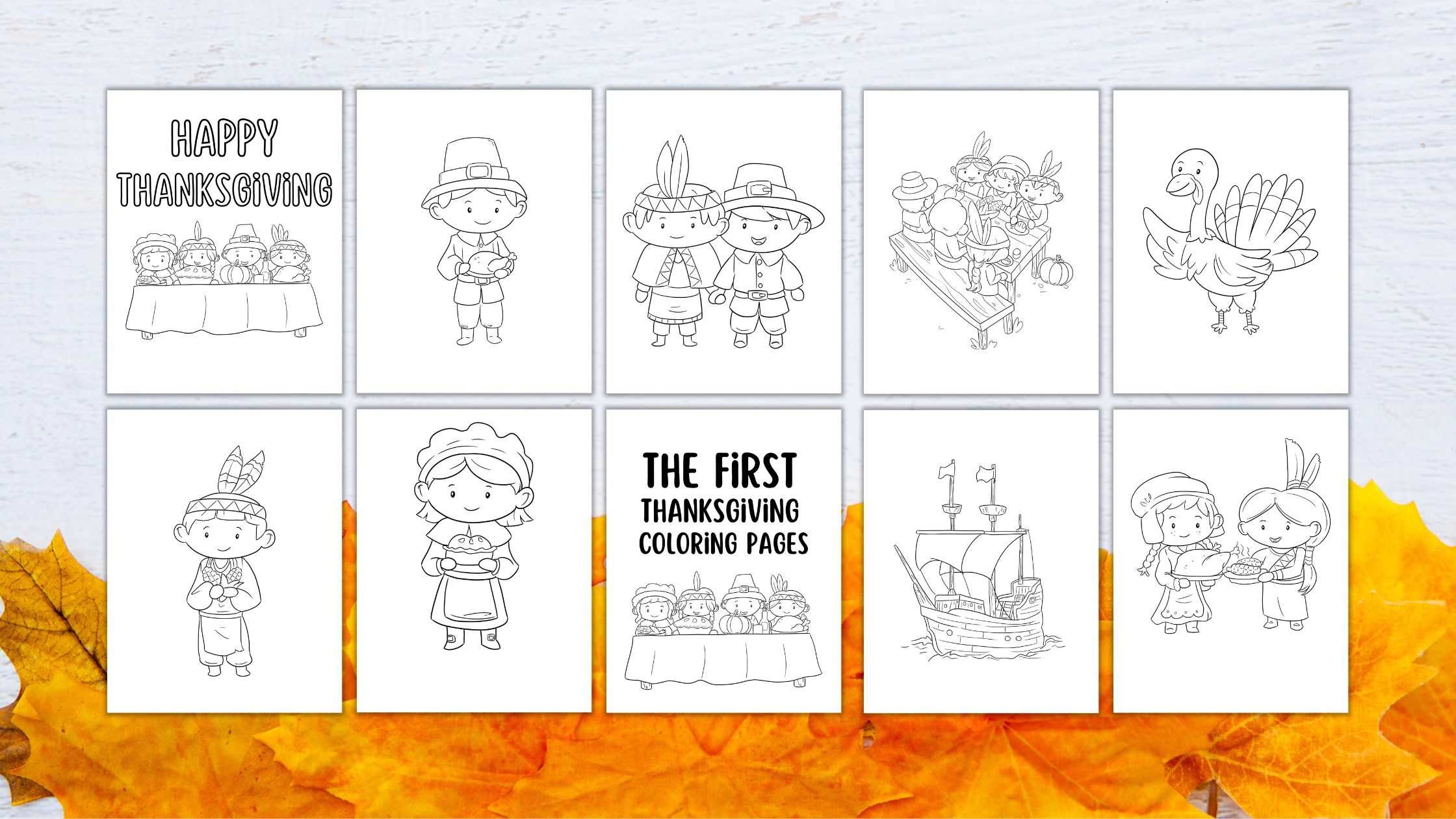 Cute Thanksgiving Pilgrim Coloring Pages For Kids free Printable 