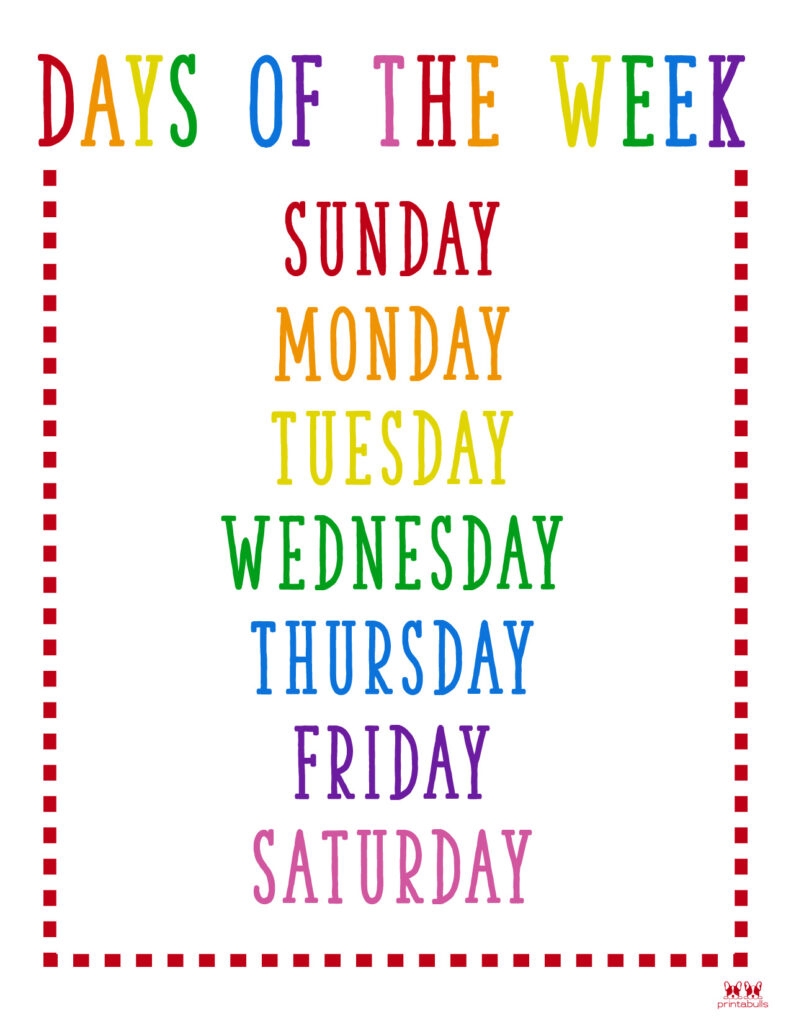 Days Of The Week Worksheets Printables 50 Free Pages Printabulls
