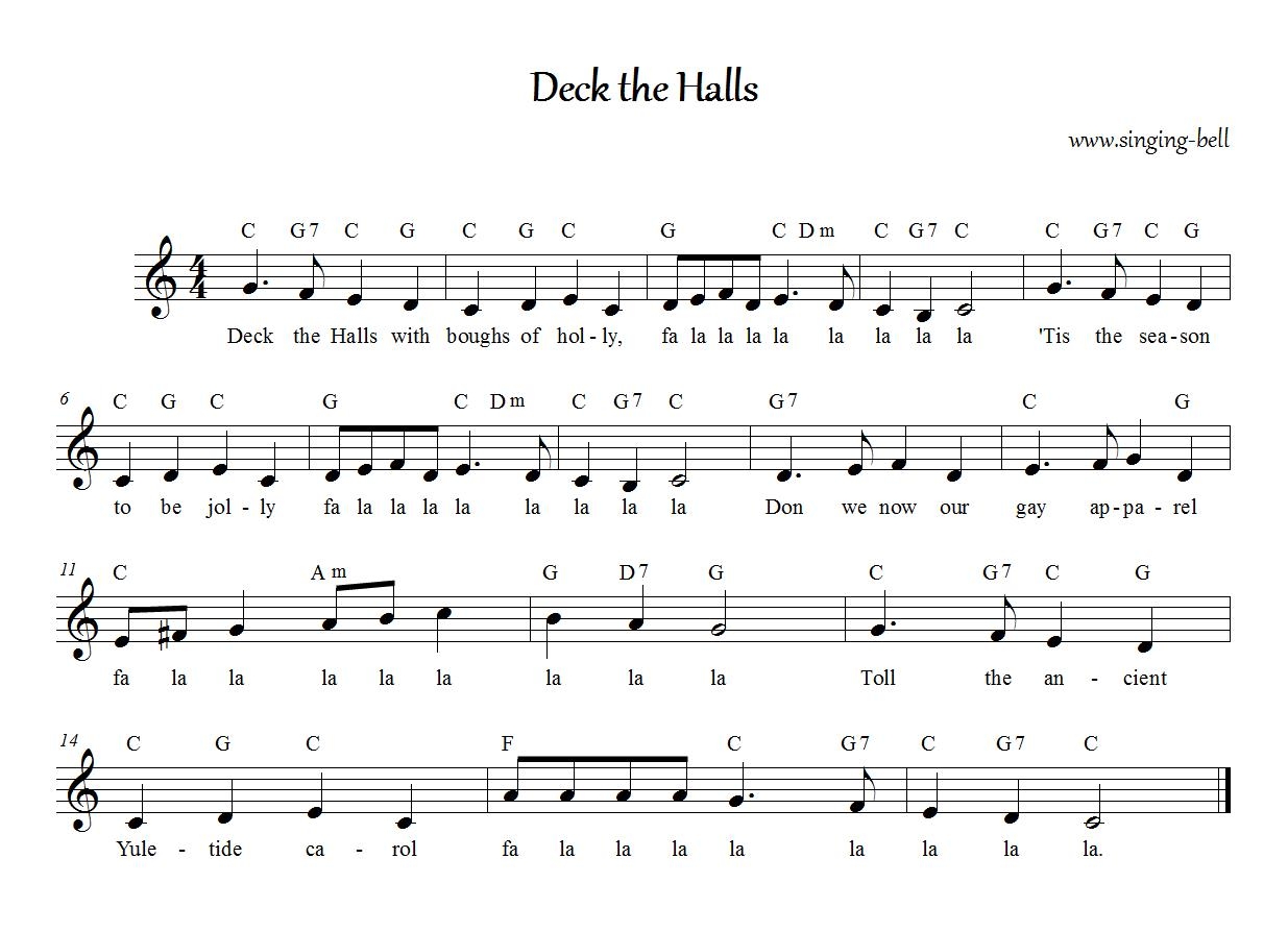 Deck The Halls Lyrics Printable