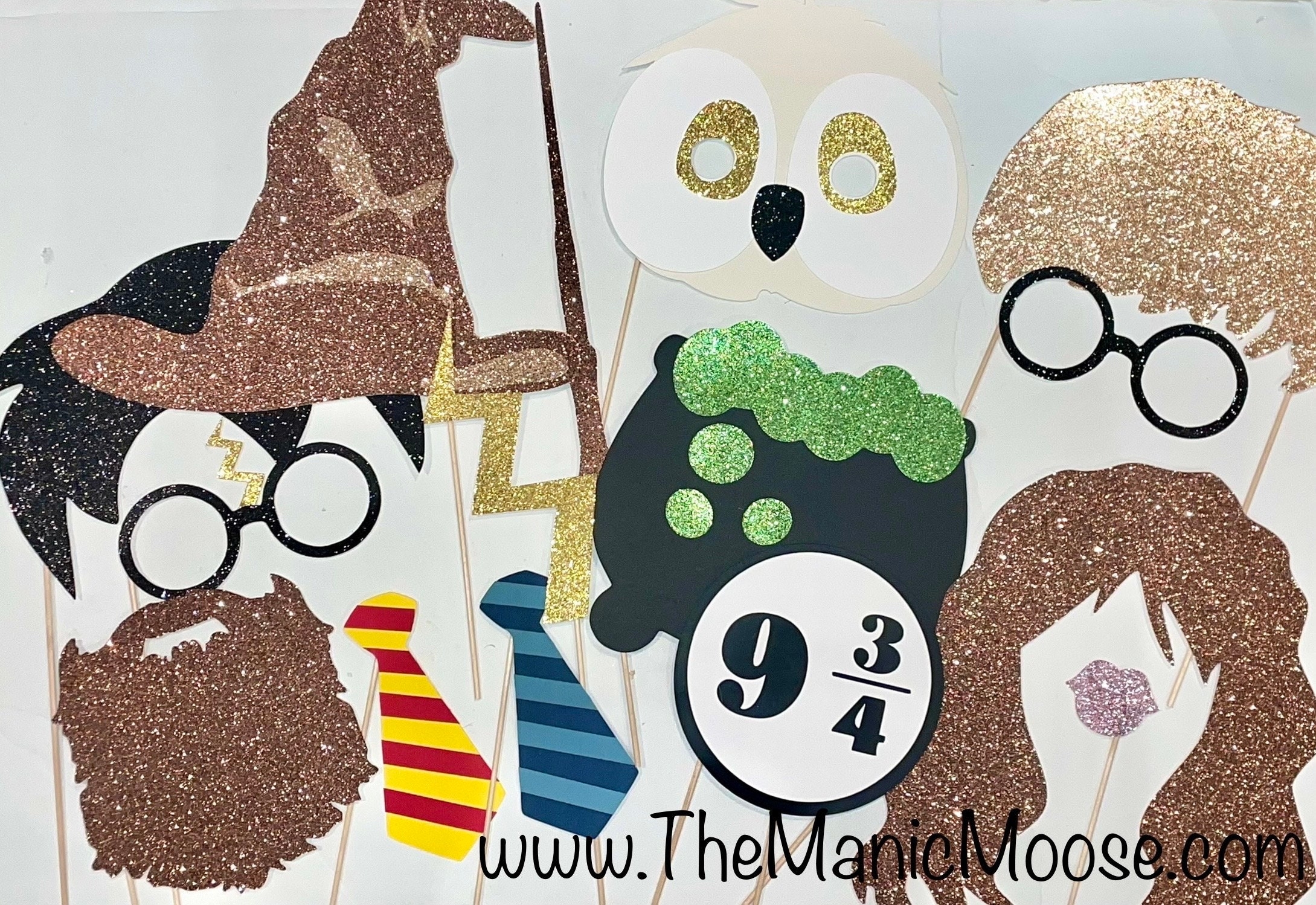 Deluxe Wizard Photo Booth Props Set Of 15 Props Glitter Props Magic School Etsy