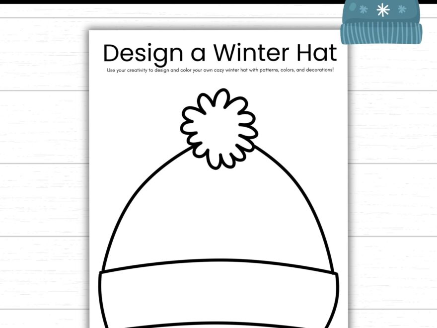 Design A Winter Hat Printable Winter Activities Winter Hat Template Winter Coloring Page Printable Winter Hat Craft Winter Printables Etsy