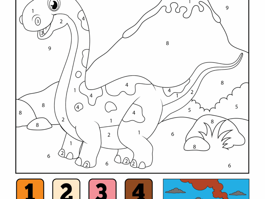 Dinosaur Color By Number Printable Crafty Morning