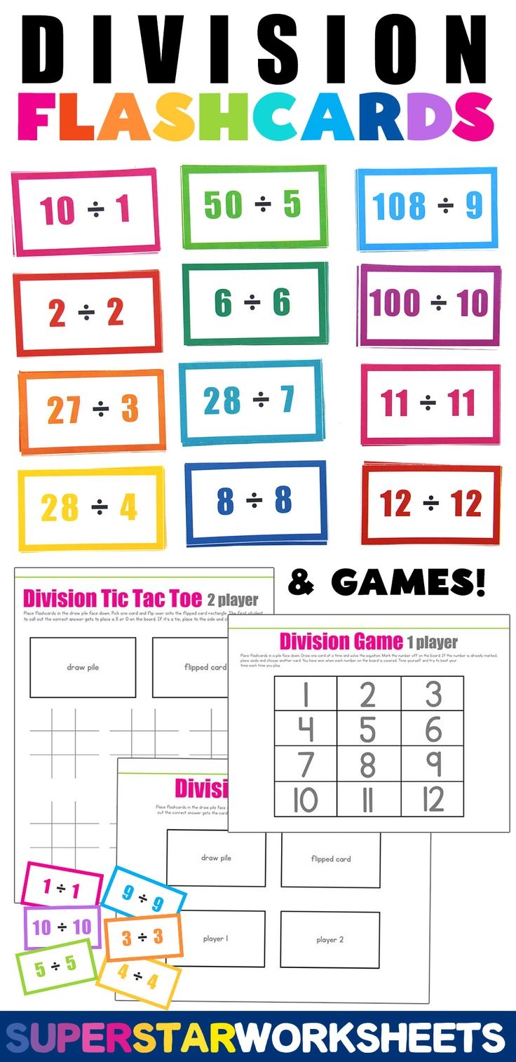 Division Table Flash Cards Printable
