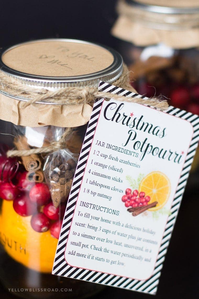 DIY Christmas Gifts Christmas Potpourri In A Jar Free Printable Gift Tags