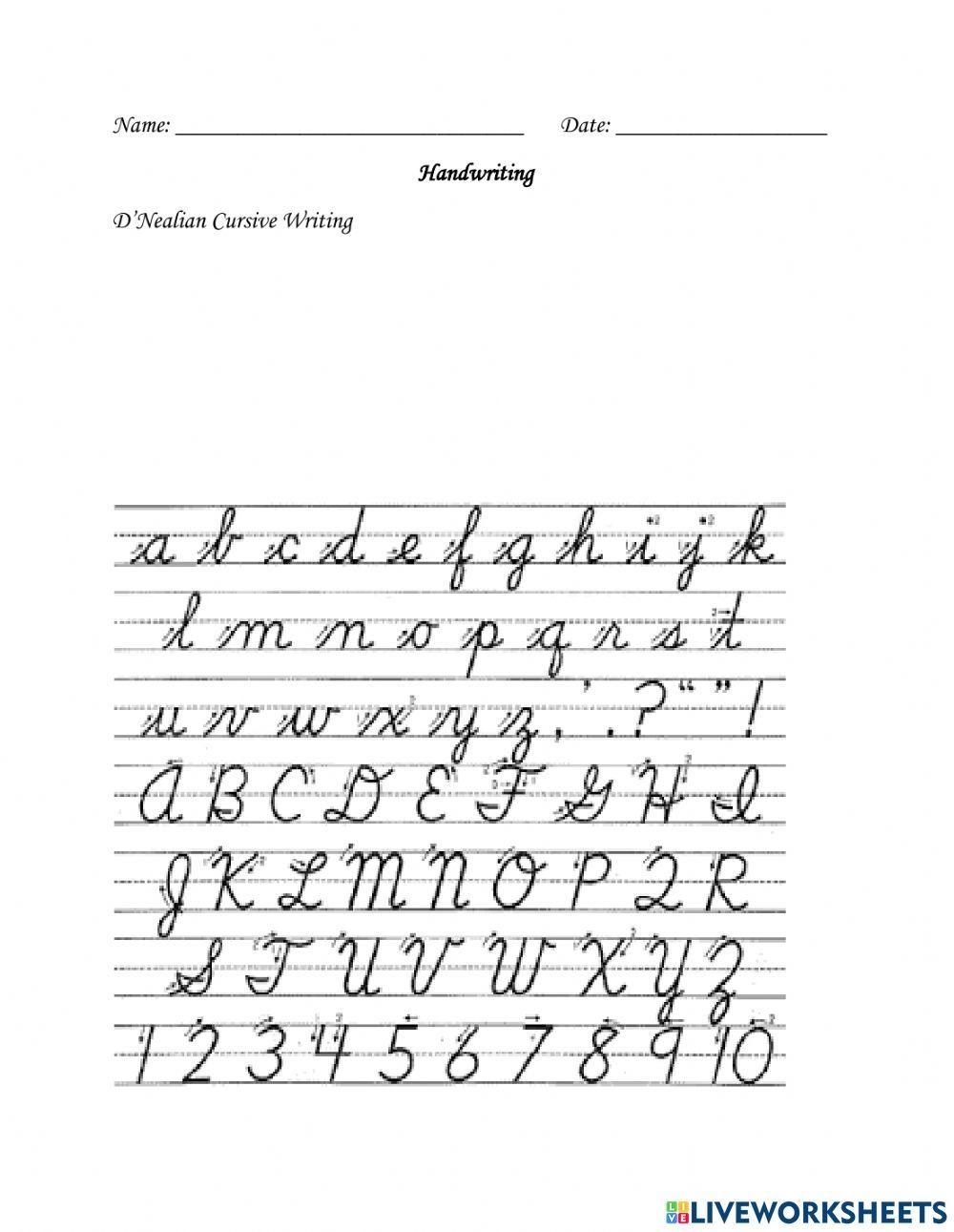 DNealian Cursive Online Worksheet Live Worksheets Worksheets Library