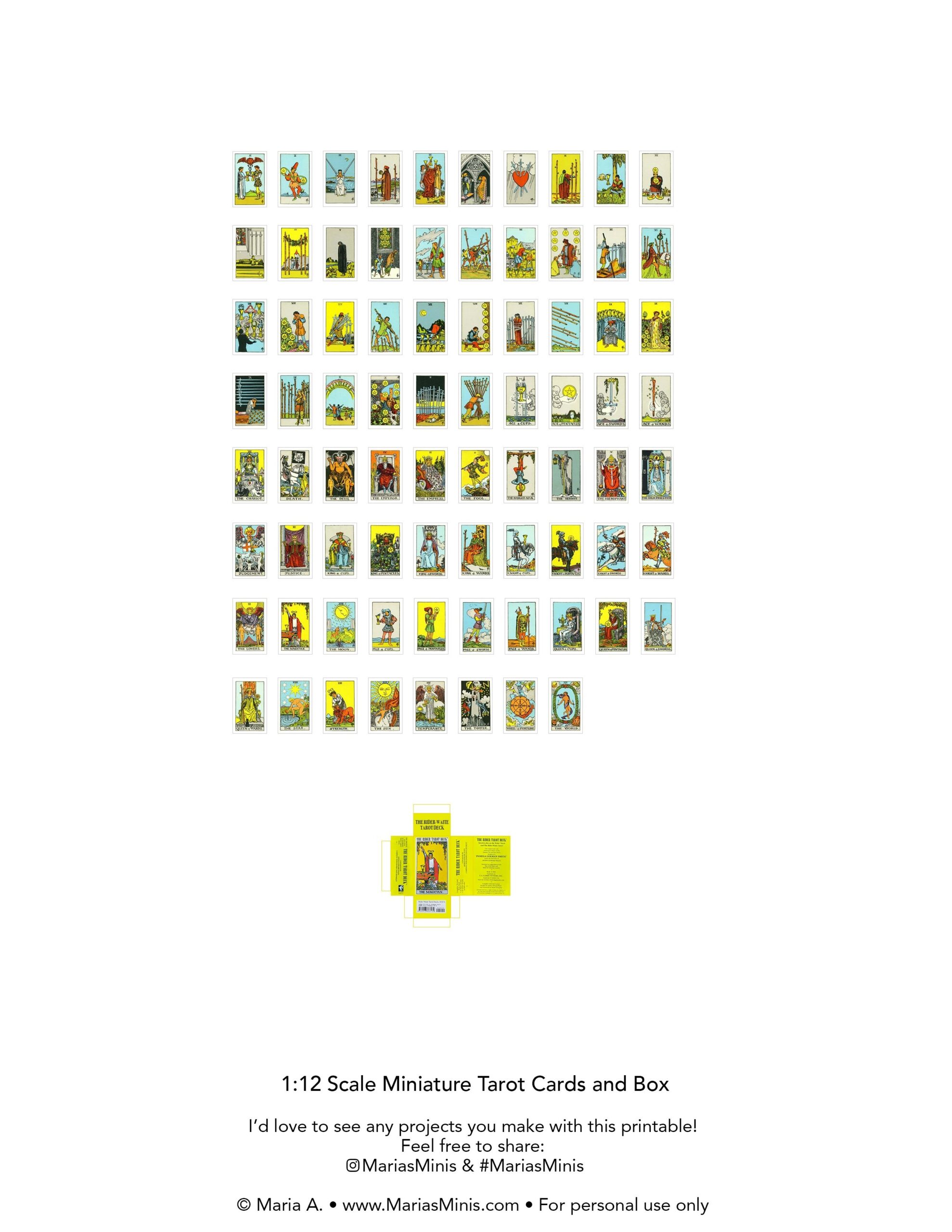 Dollhouse Miniature Tarot Deck Free Printable