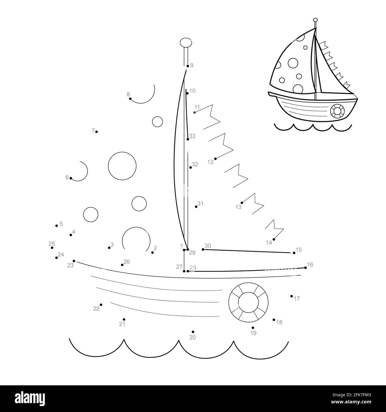Dot To Dot Puzzle For Children Connect Dots Game Boat Worksheets Library