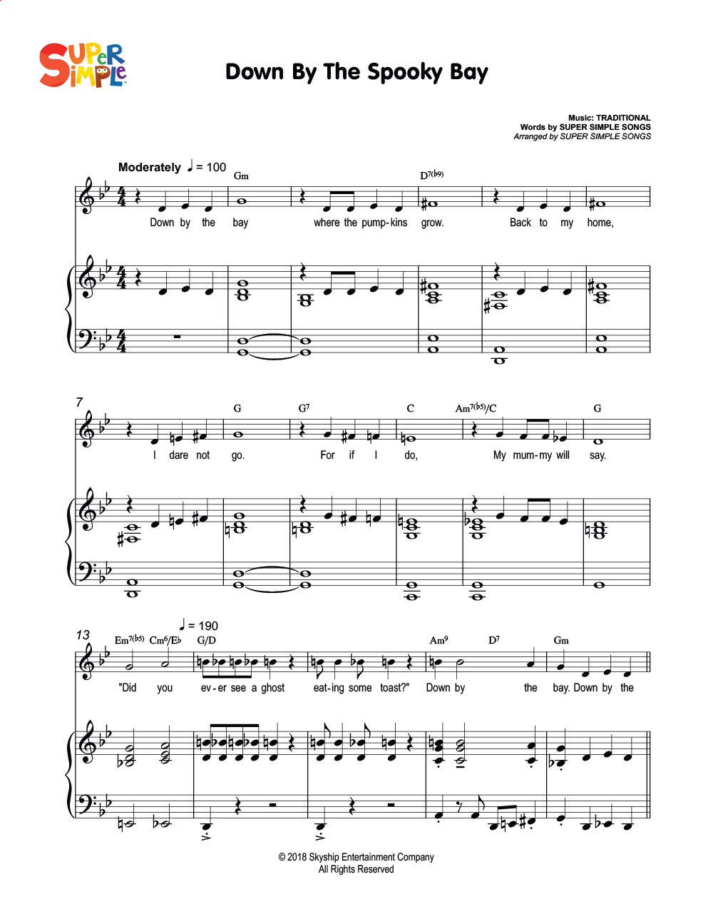 Down By The Spooky Bay Sheet Music Super Simple