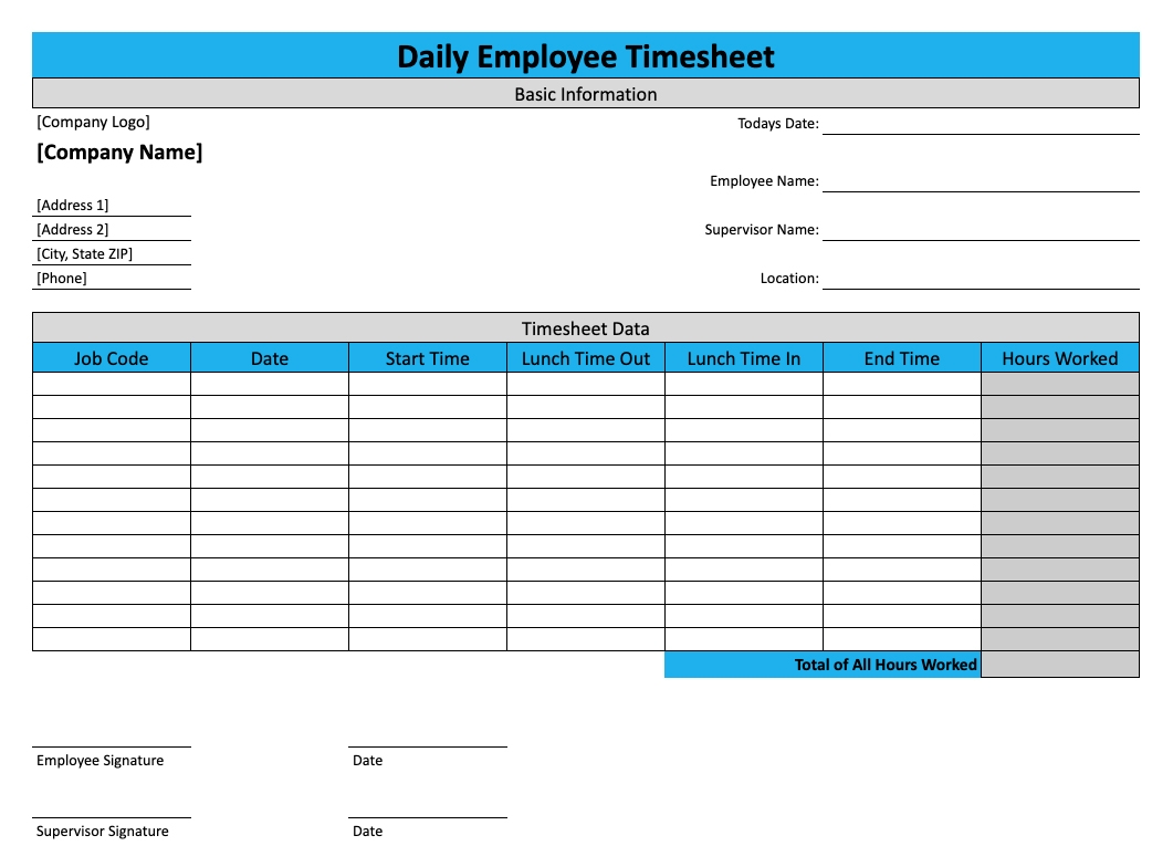 Download Daily Timesheet Template For Free Replicon