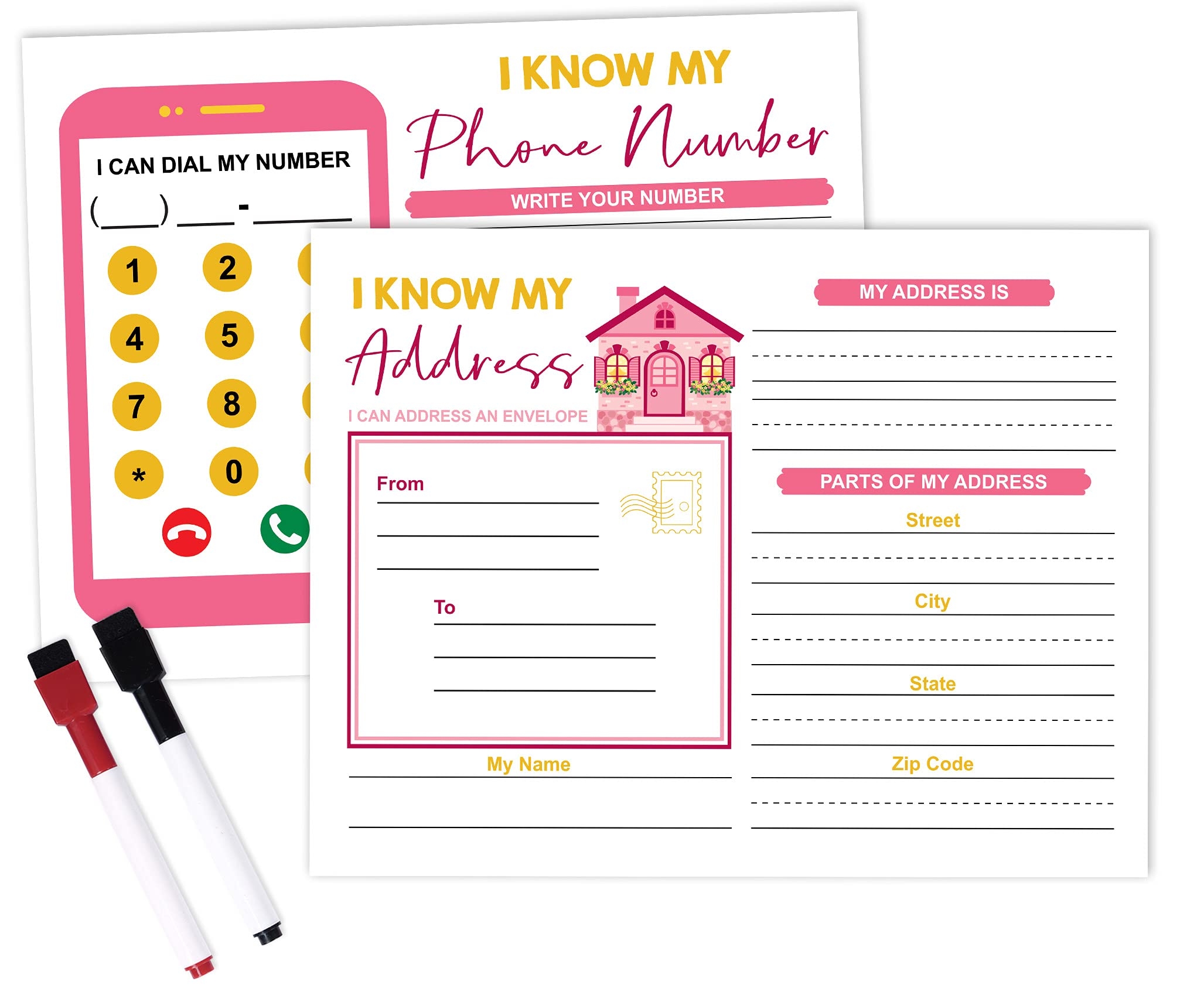 Dry Erase Practice Worksheet I Know My Address I Know My Phone Number Preschool Kindergarten Laminated Worksheet Homeschool Activities For Kids Worksheets Library