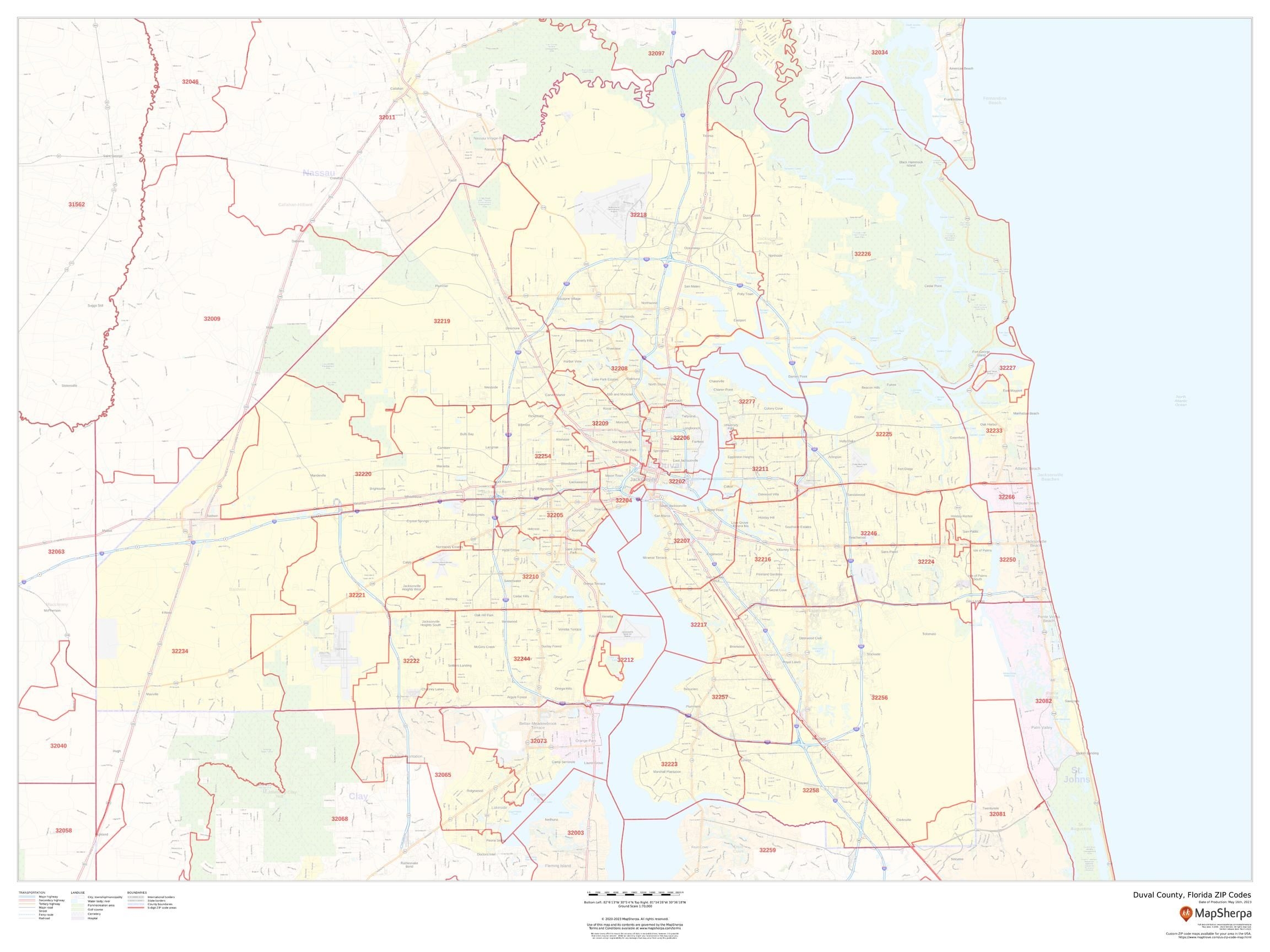 Duval County Florida ZIP Codes Stanfords