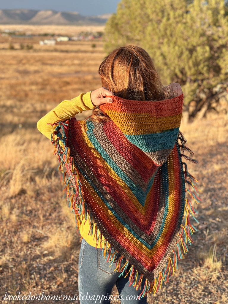 Easy All Double Crochet Hooded Poncho Hooked On Homemade Happiness