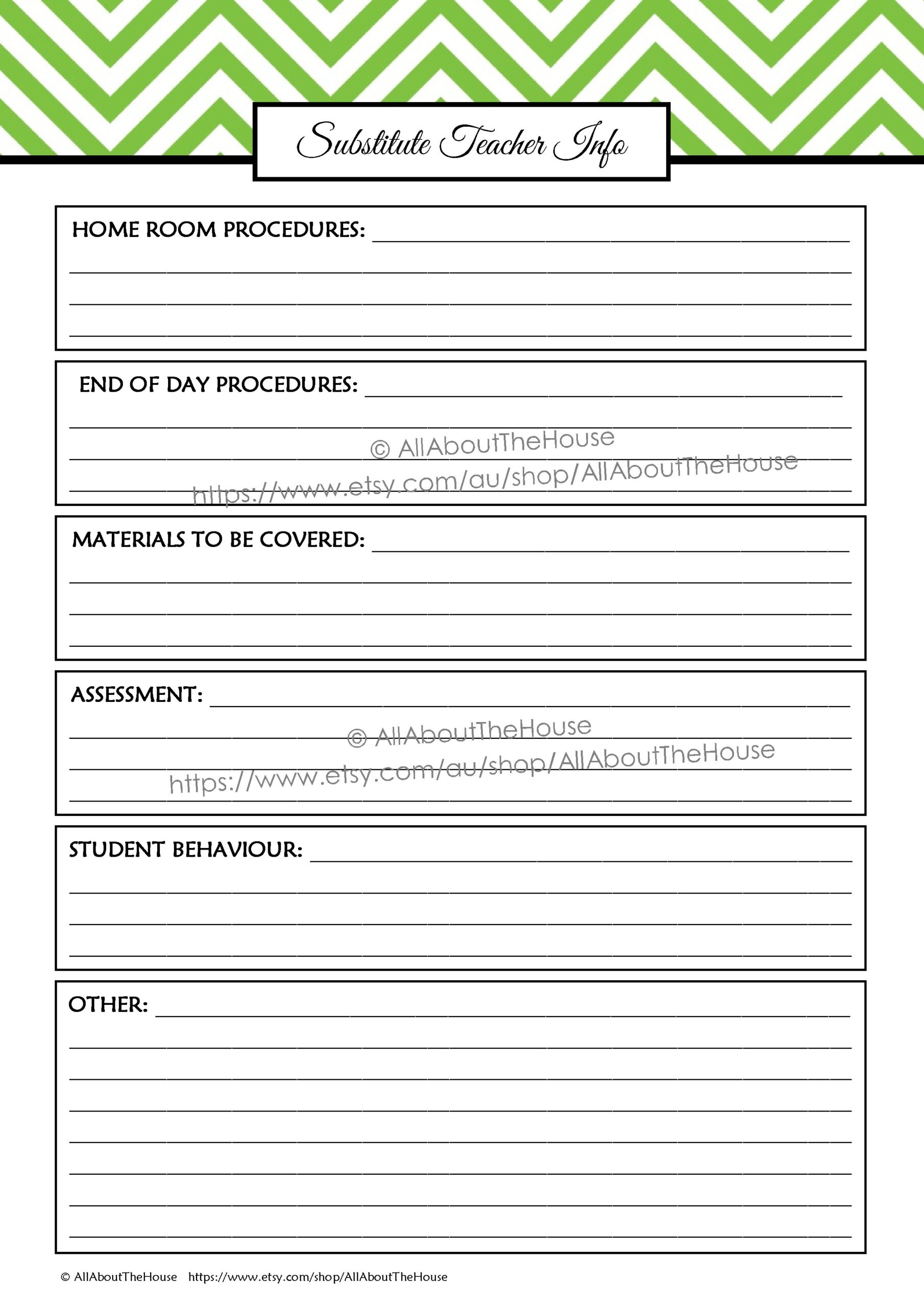 Free Printables For Substitute Teachers