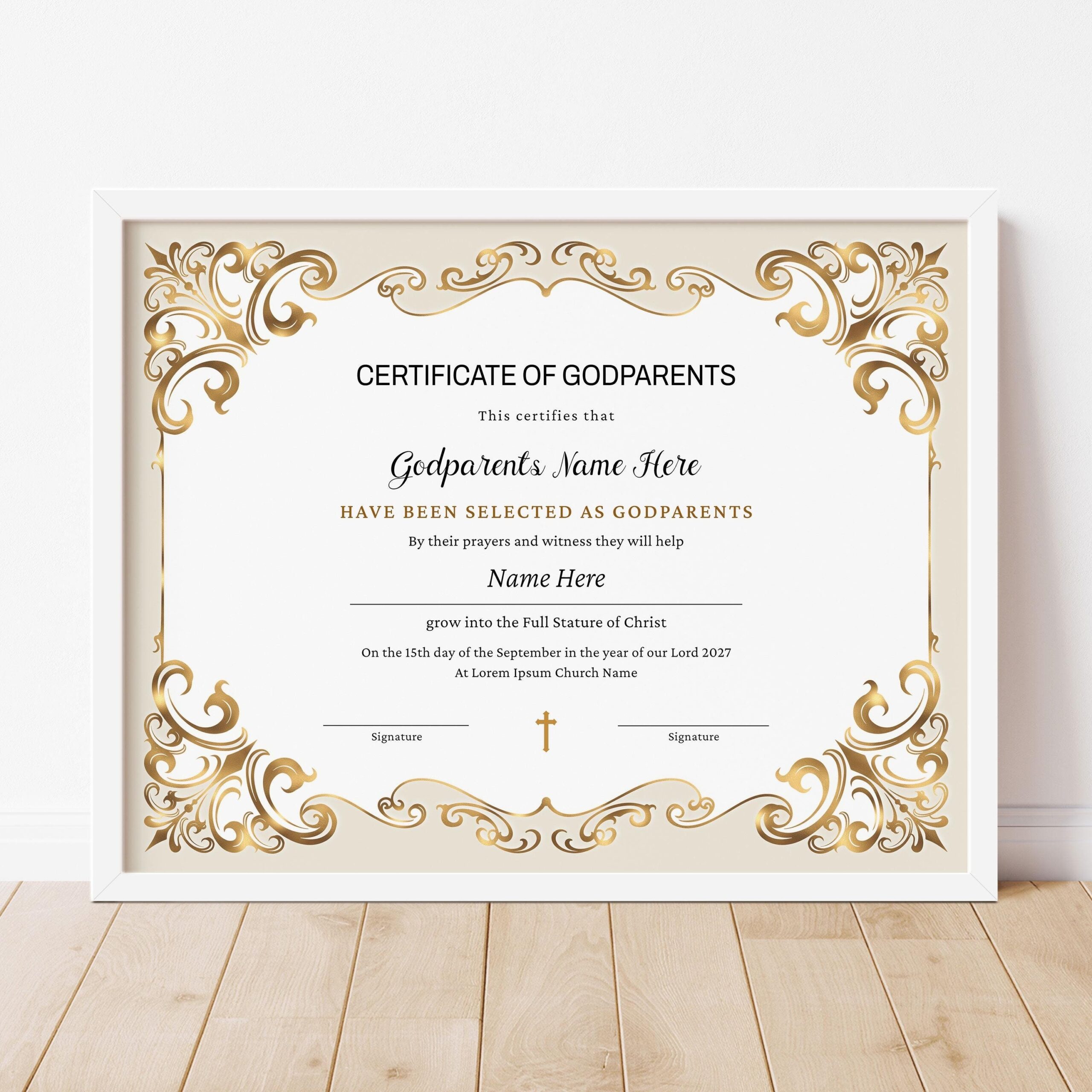 Free Printable Christening Certificate With Godparents