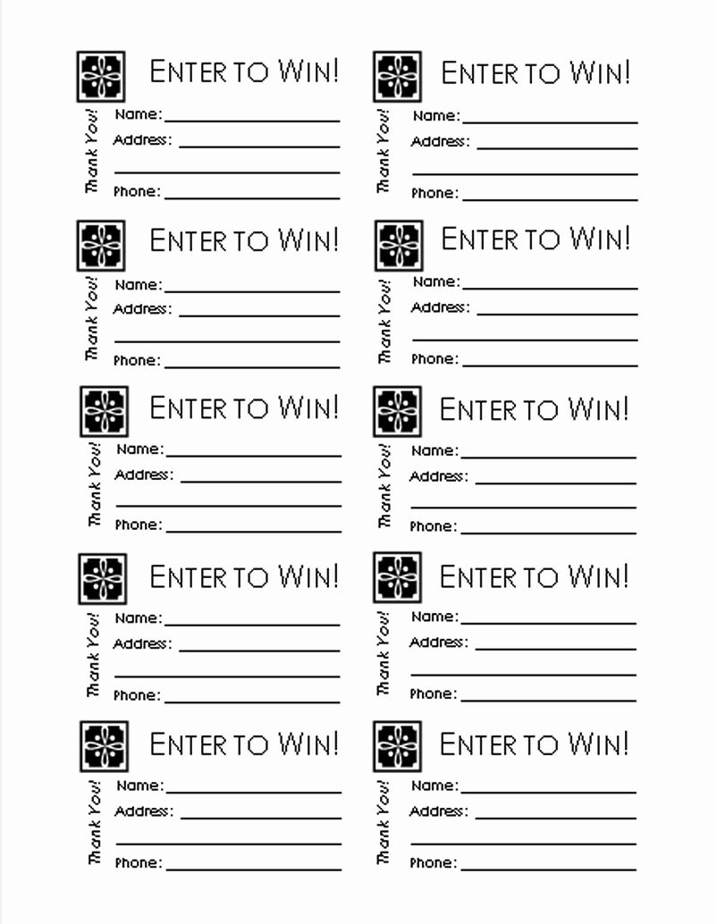 Editable Raffle Ticket Template Printable Door Prize Entry Form Worksheets Library