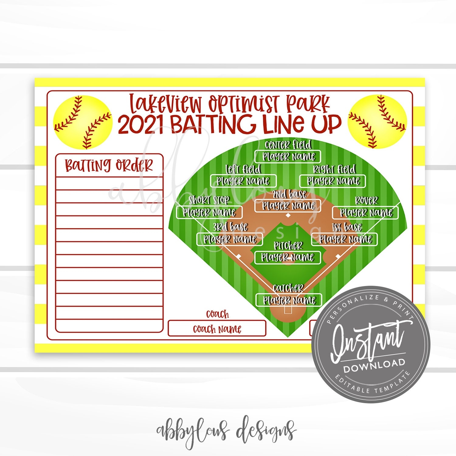 Free Printable Softball Dugout Board