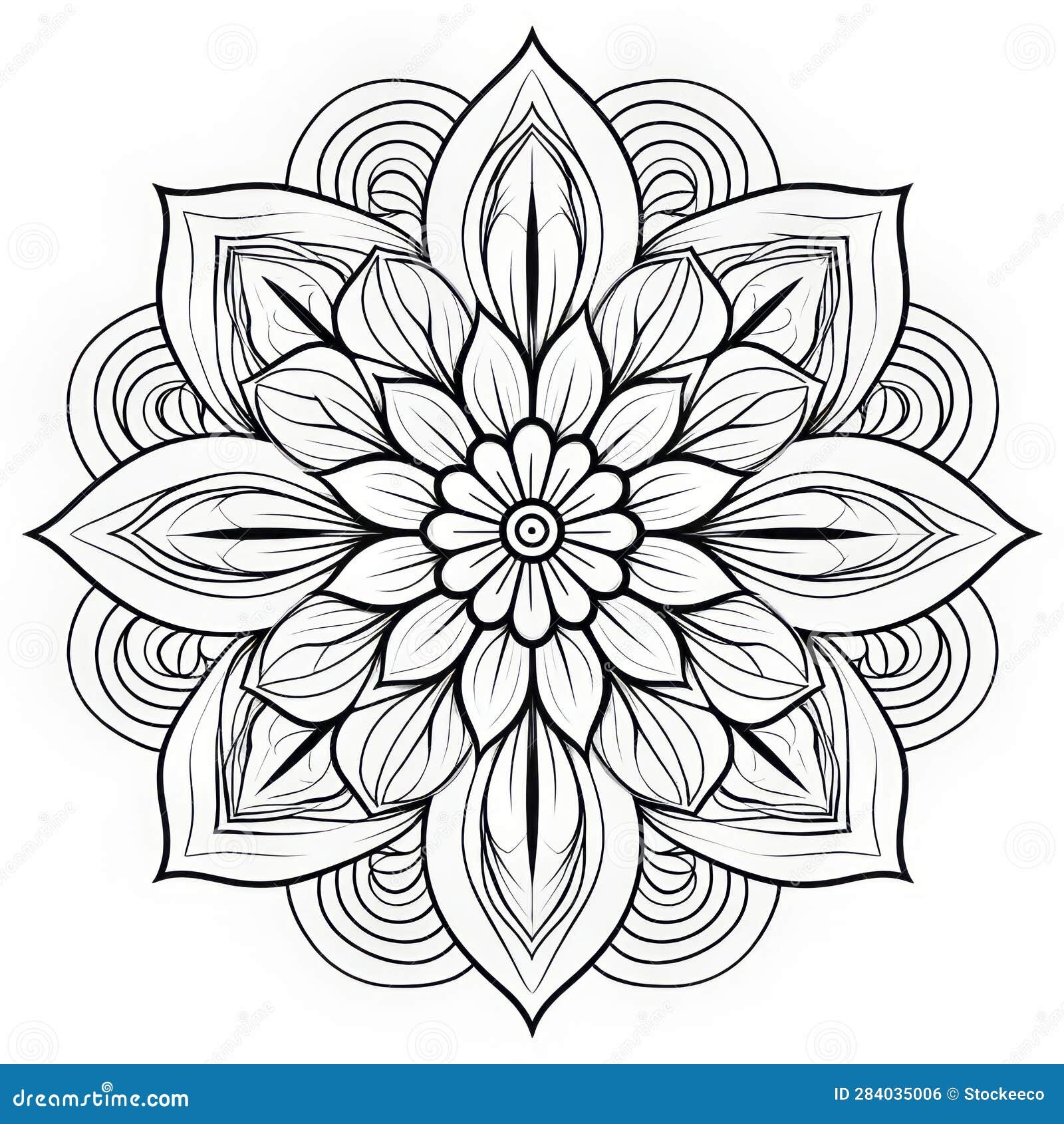Elegant Flower Coloring Pages For Adults Circular Geometric Patterns Stock Illustration Illustration Of Line Elegant 284035006