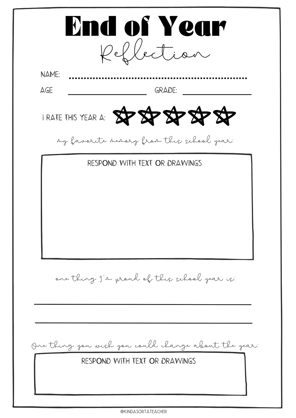 Free End Of The Year Printables