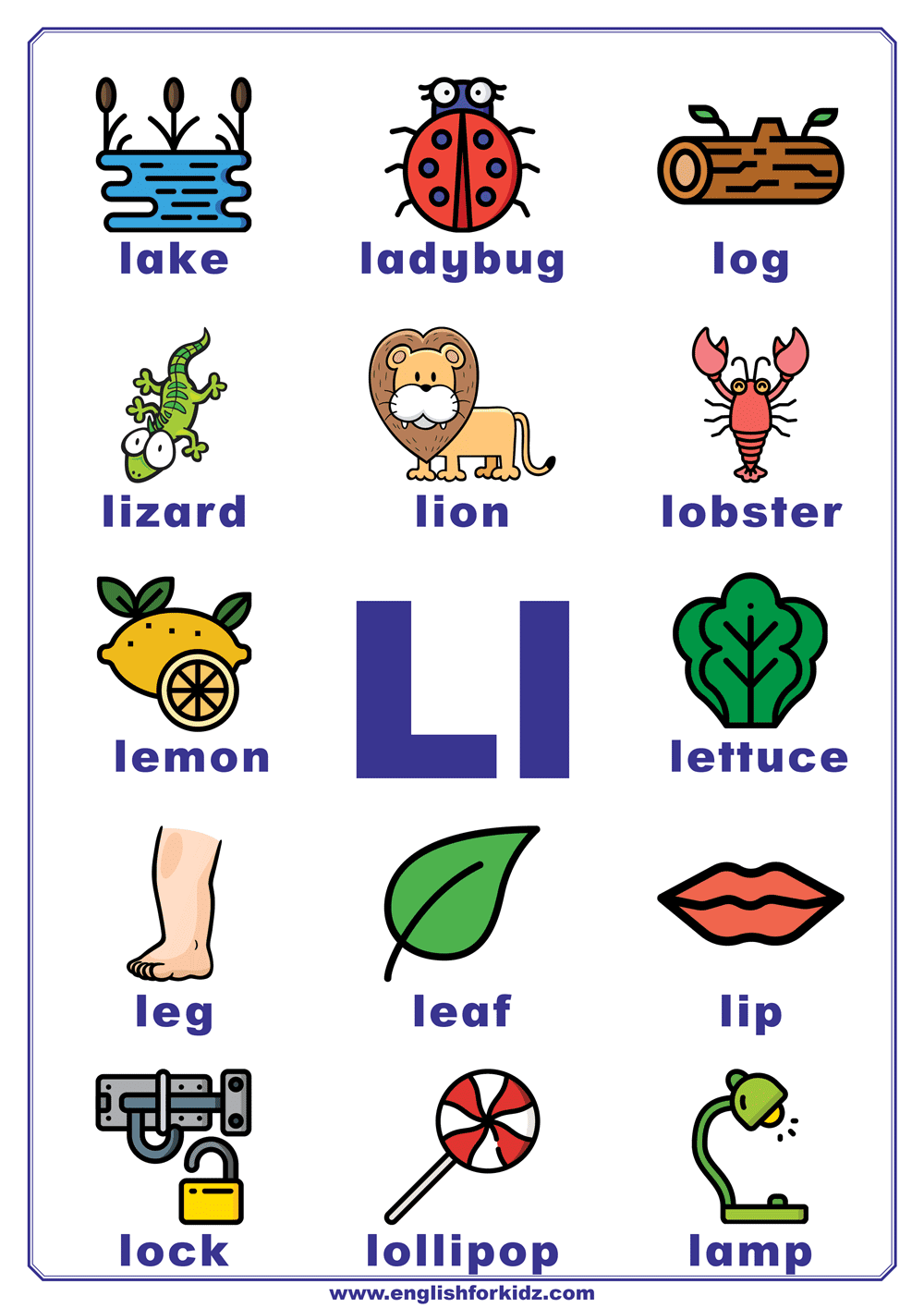English For Kids Step By Step Letter L Worksheets Flash Cards Coloring Pages