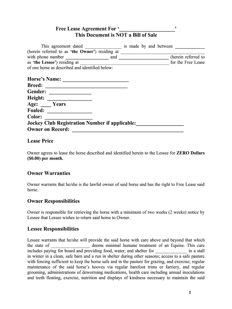 Equine Facility Lease Agreement Template Fill Out Sign Online DocHub