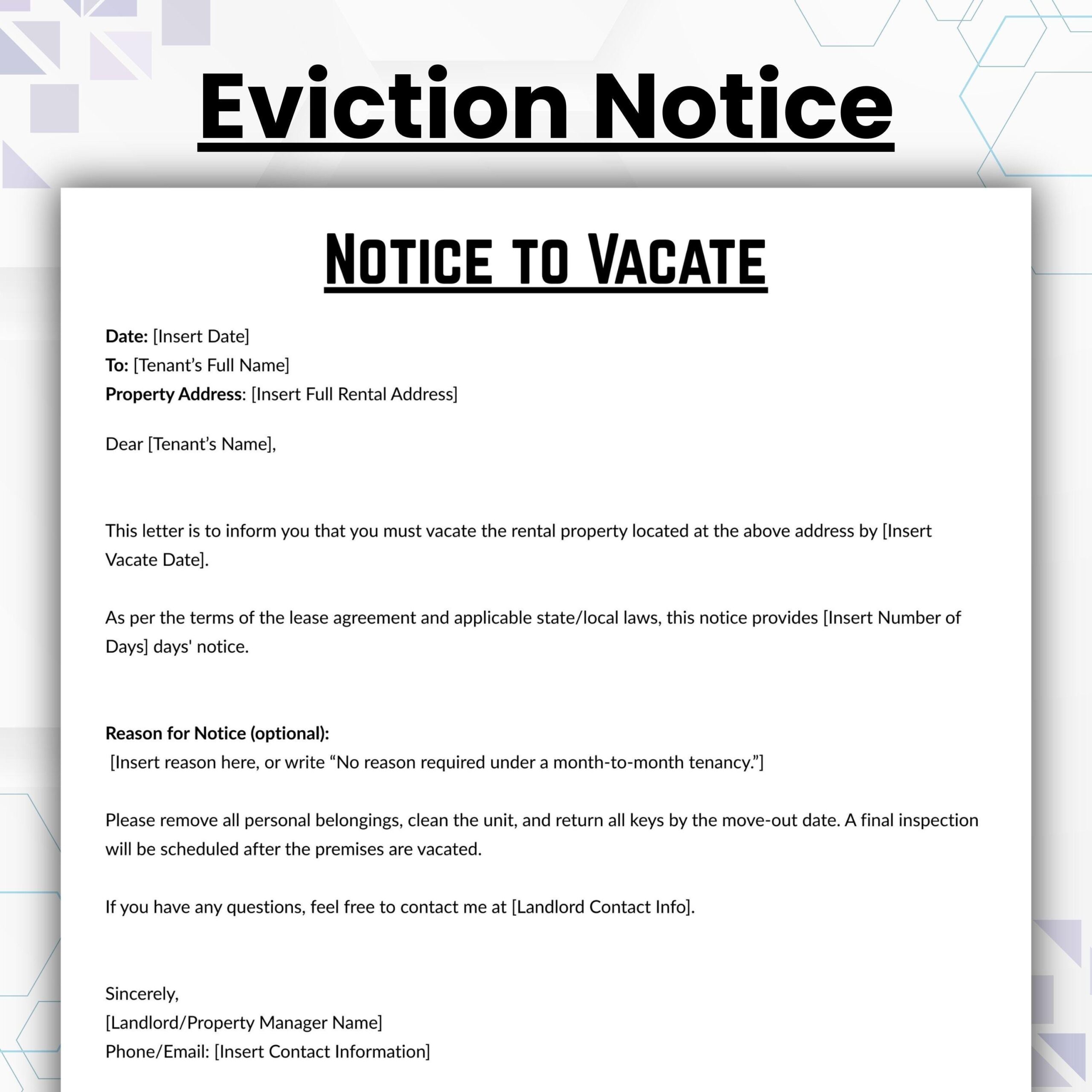 Eviction Notice Printable Etsy