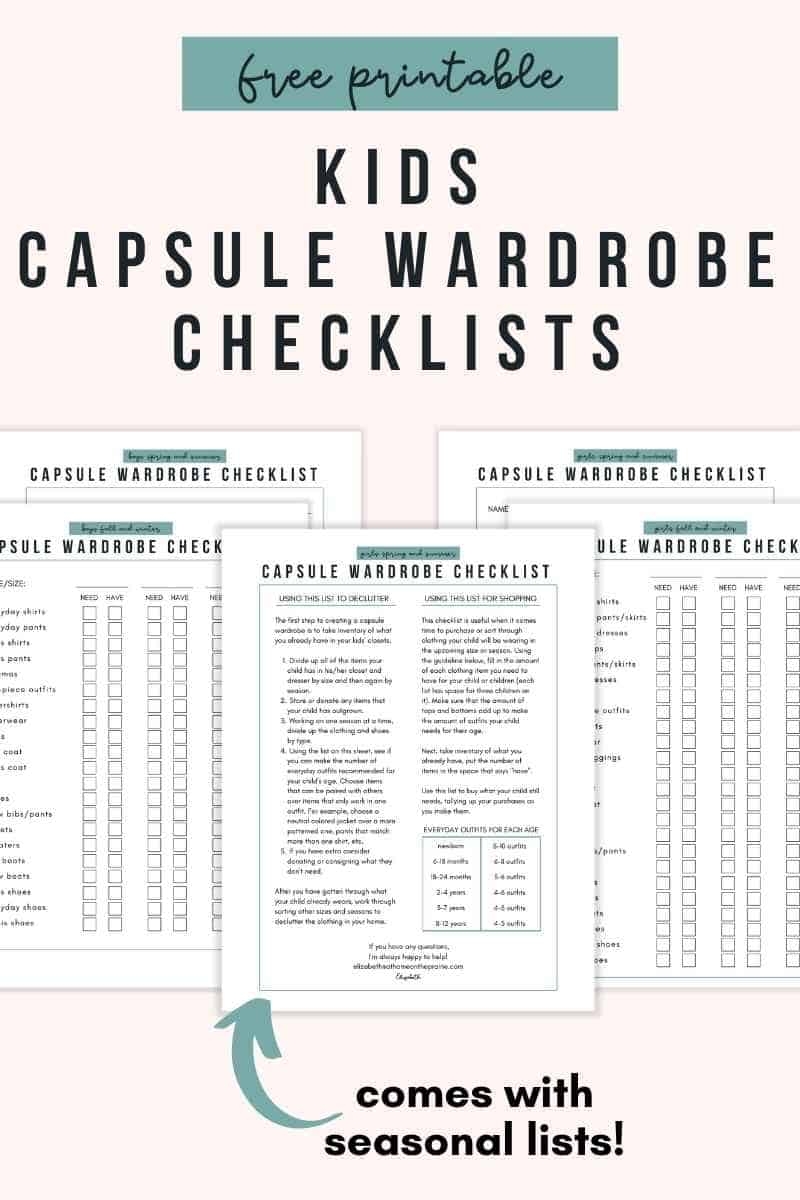 Fall And Winter Capsule Wardrobe For Kids Free Checklist 