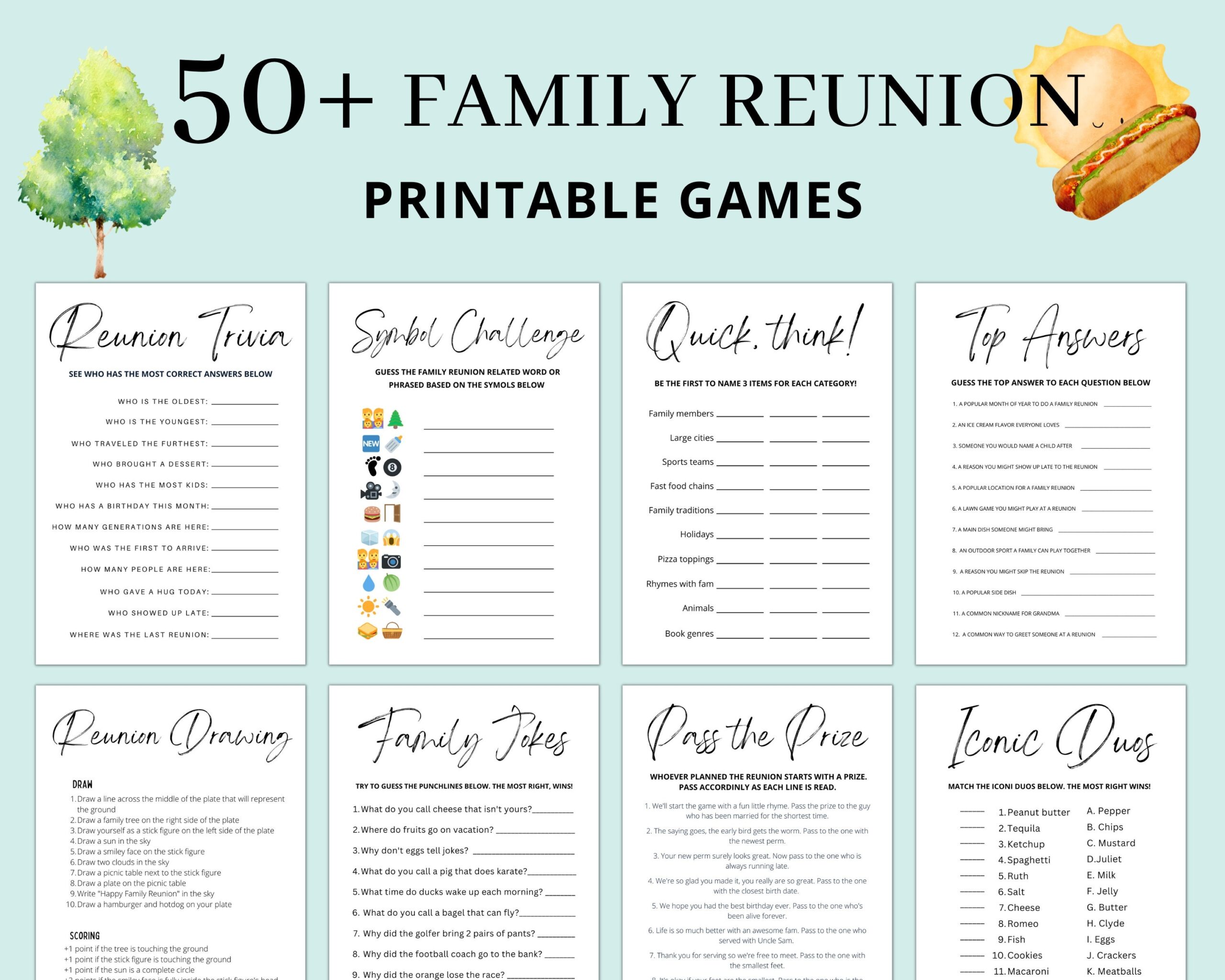 Family Reunion Game Bundle Family Reunion Games Family Reunion Ideas Games For Reunion Adults Kids Family Reunion Games Printable Etsy New Zealand