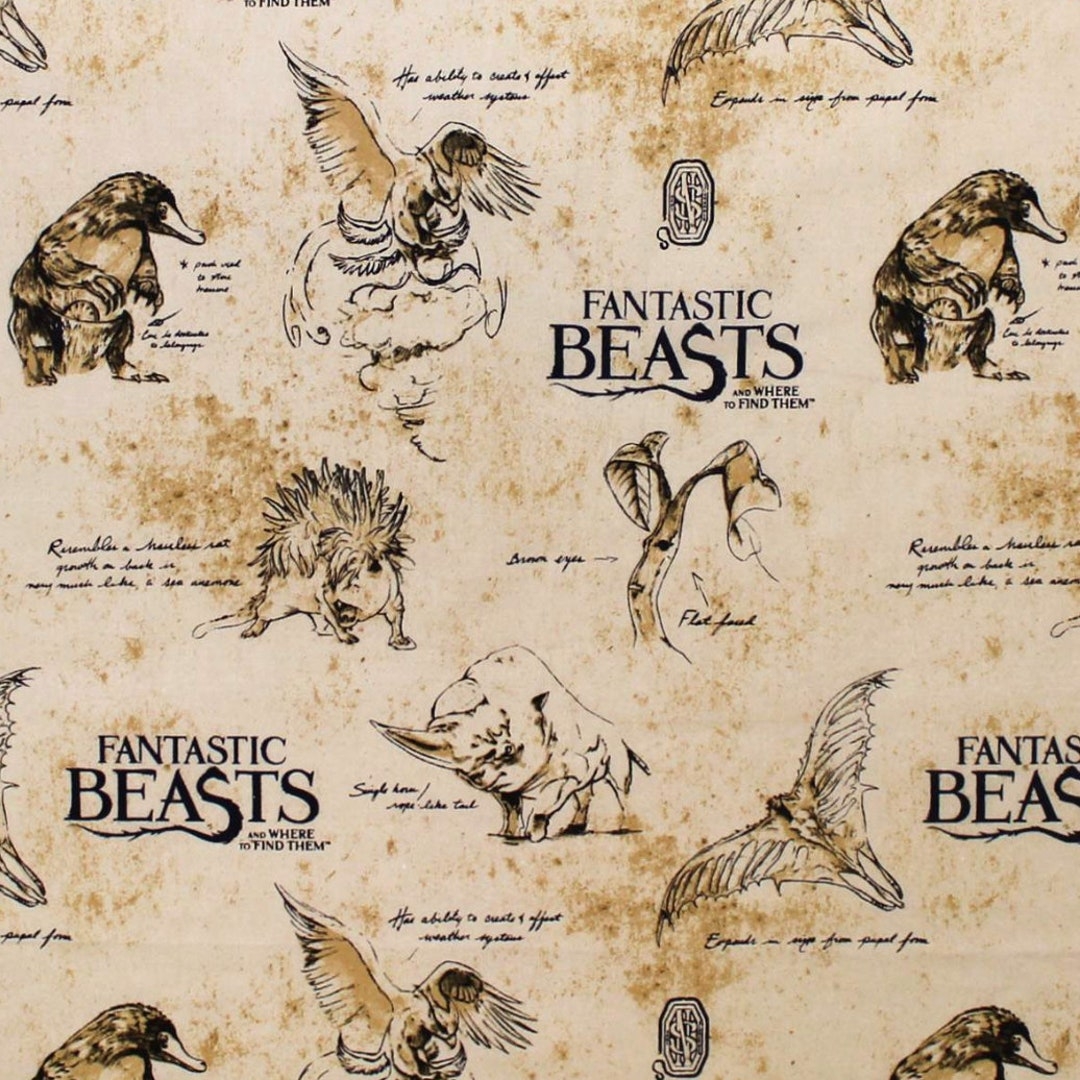 Fantastic Beasts And Where To Find Them Print Fabric By Fat Quarters FQ Half 100 Cotton Warner Bros Entertainment BEIGE 2097 Etsy Canada
