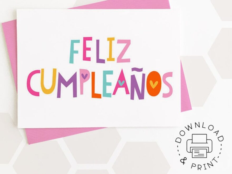Feliz Cumplea os Happy Birthday Printable Card Spanish Card Instant Download PDF Card Template Etsy Hong Kong