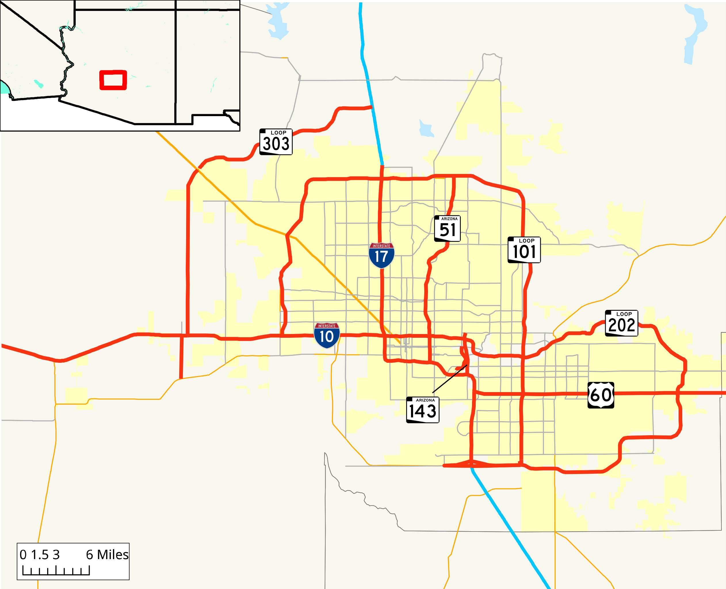 File Phoenix Area Freeways Map svg Wikimedia Commons