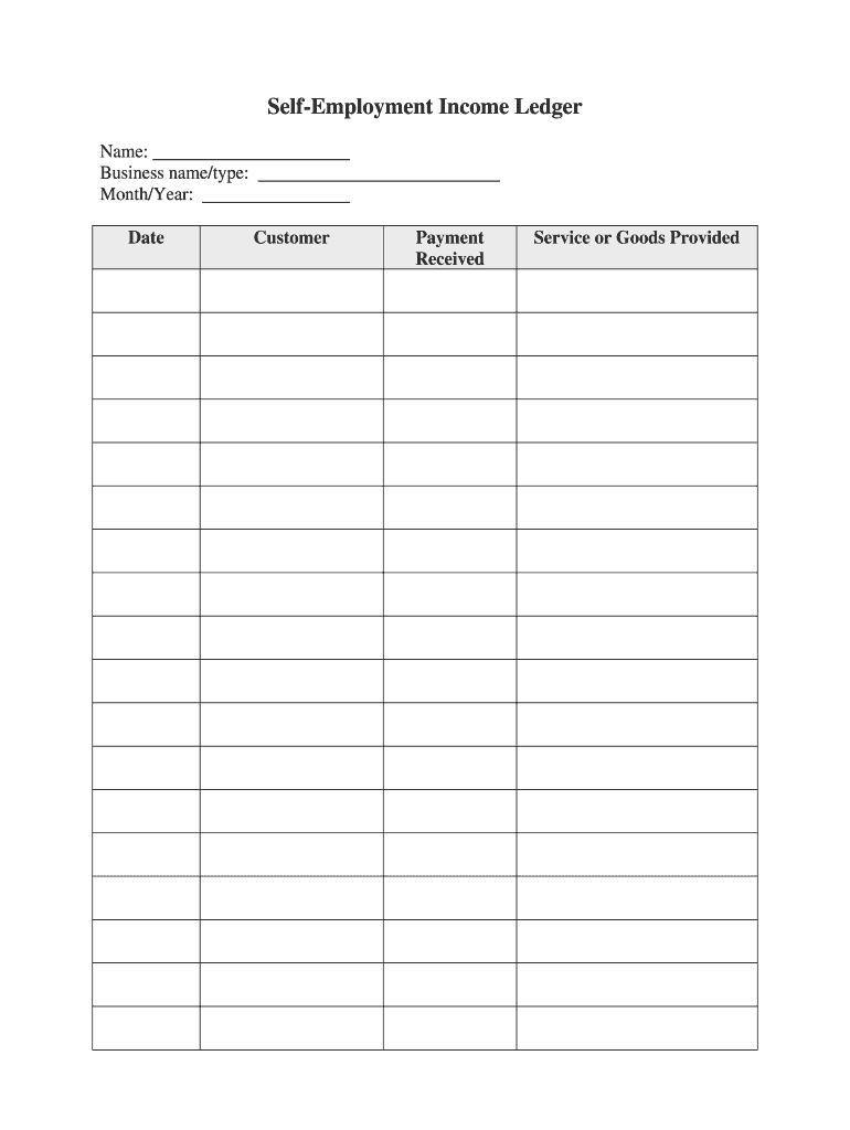 Fillable Self Employment Ledger Fill Online Printable Fillable Blank PdfFiller