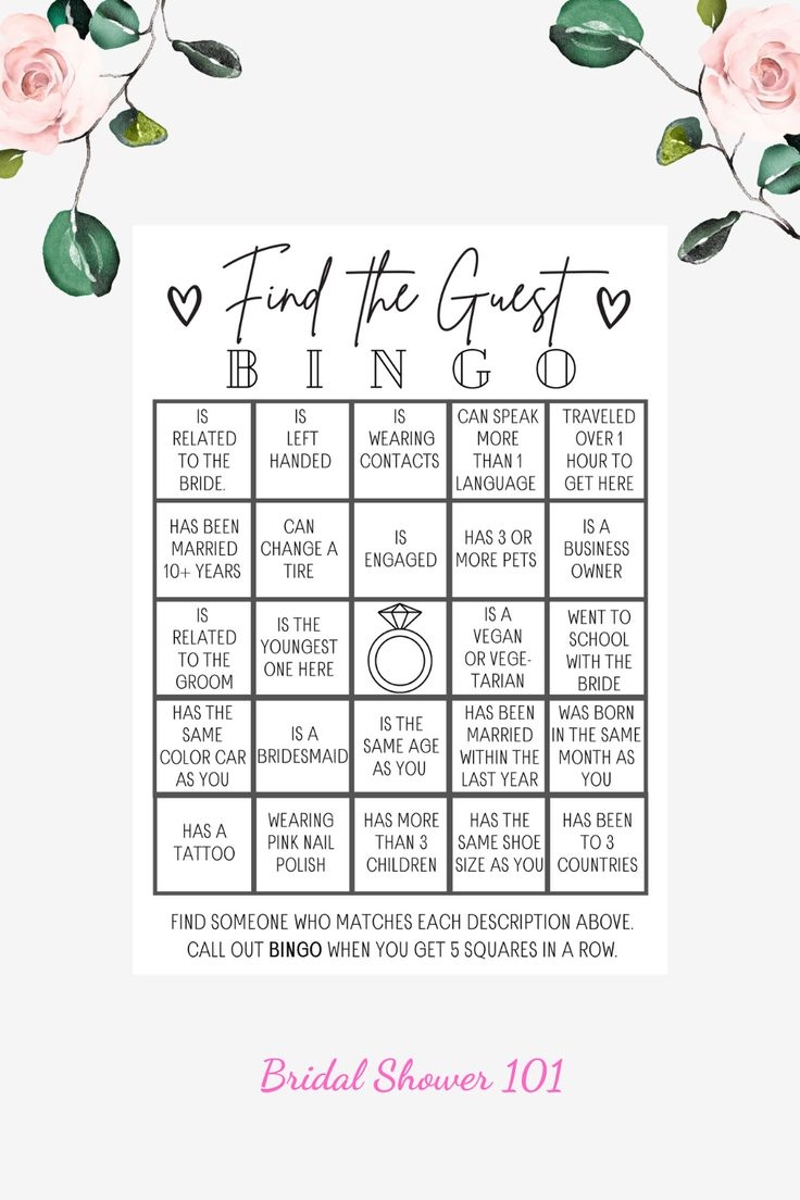 Find The Guest Bridal Shower Game Printable