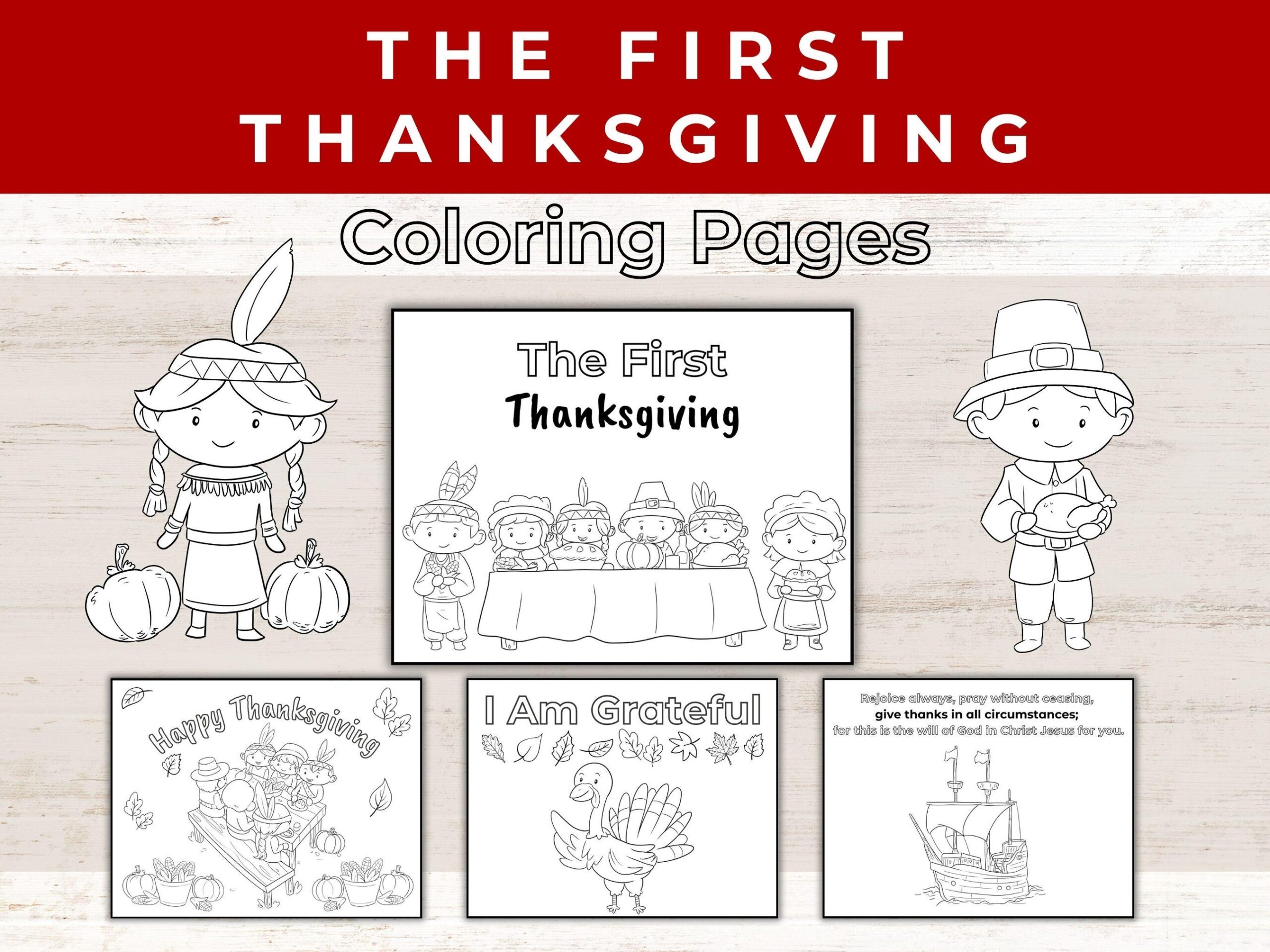First Thanksgiving Coloring Pages Pilgrim Coloring Pages Sunday School Traditional Thanksgiving Coloring Pages Fall Etsy