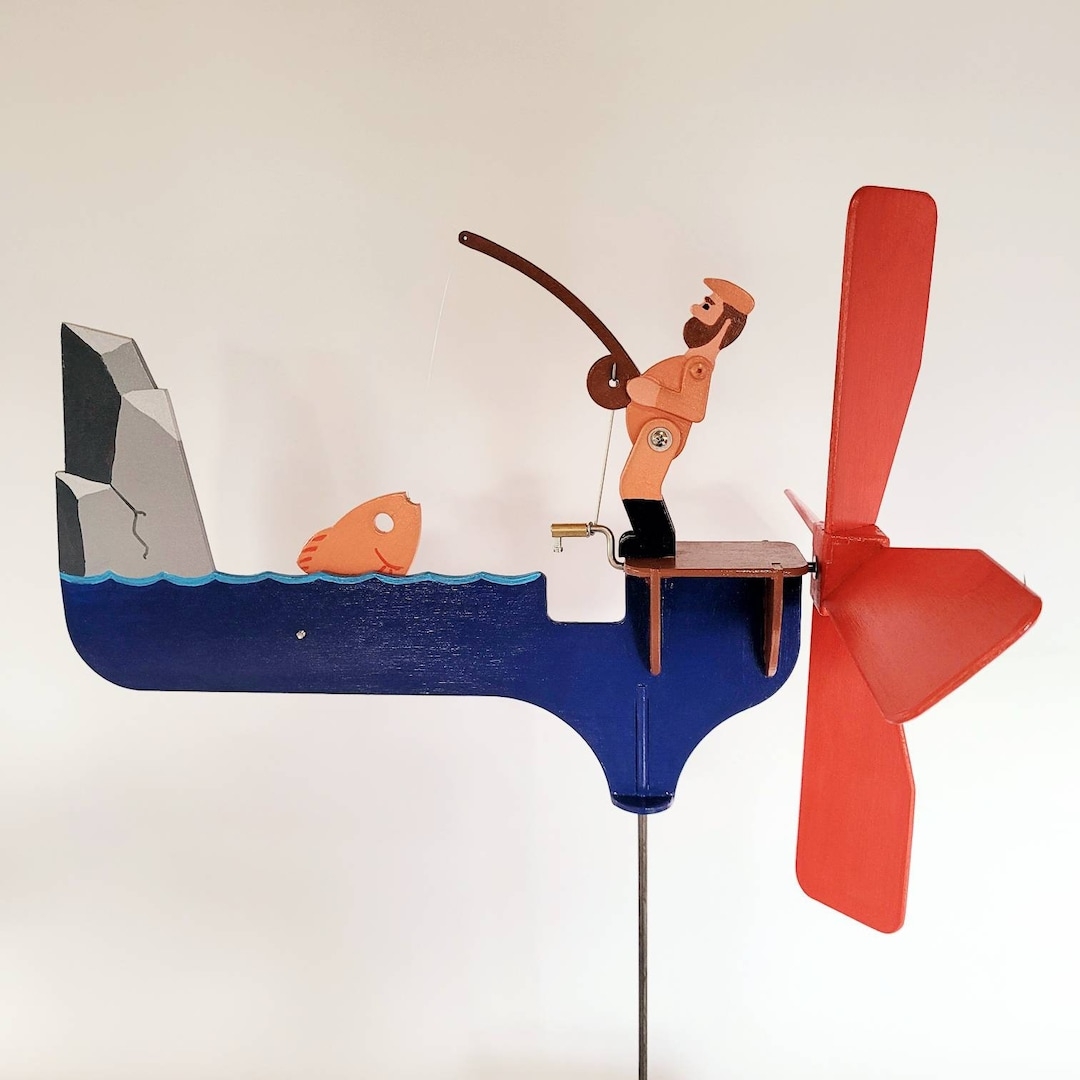 Fisherman Whirligig Plans SVG DXF PDF Laser Cutting Scroll Saw Etsy