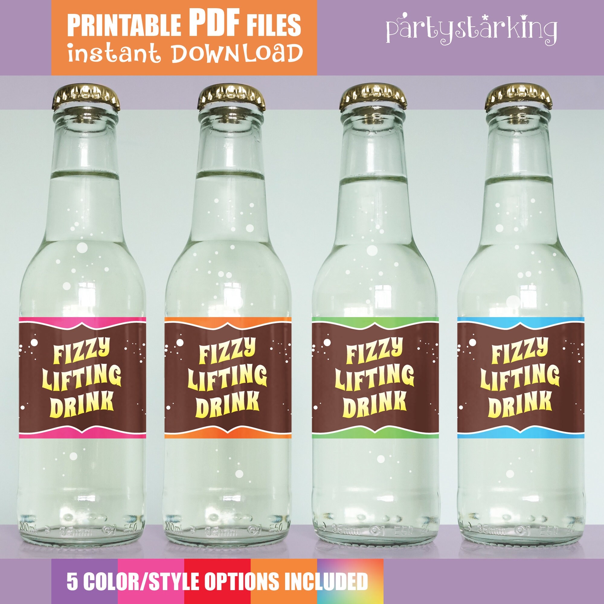 Fizzy Lifting Drink Labels For Water Bottles Soda Cans Charlie And The Chocolate Factory Willy Wonka Party Diy Printable PDF Etsy Australia