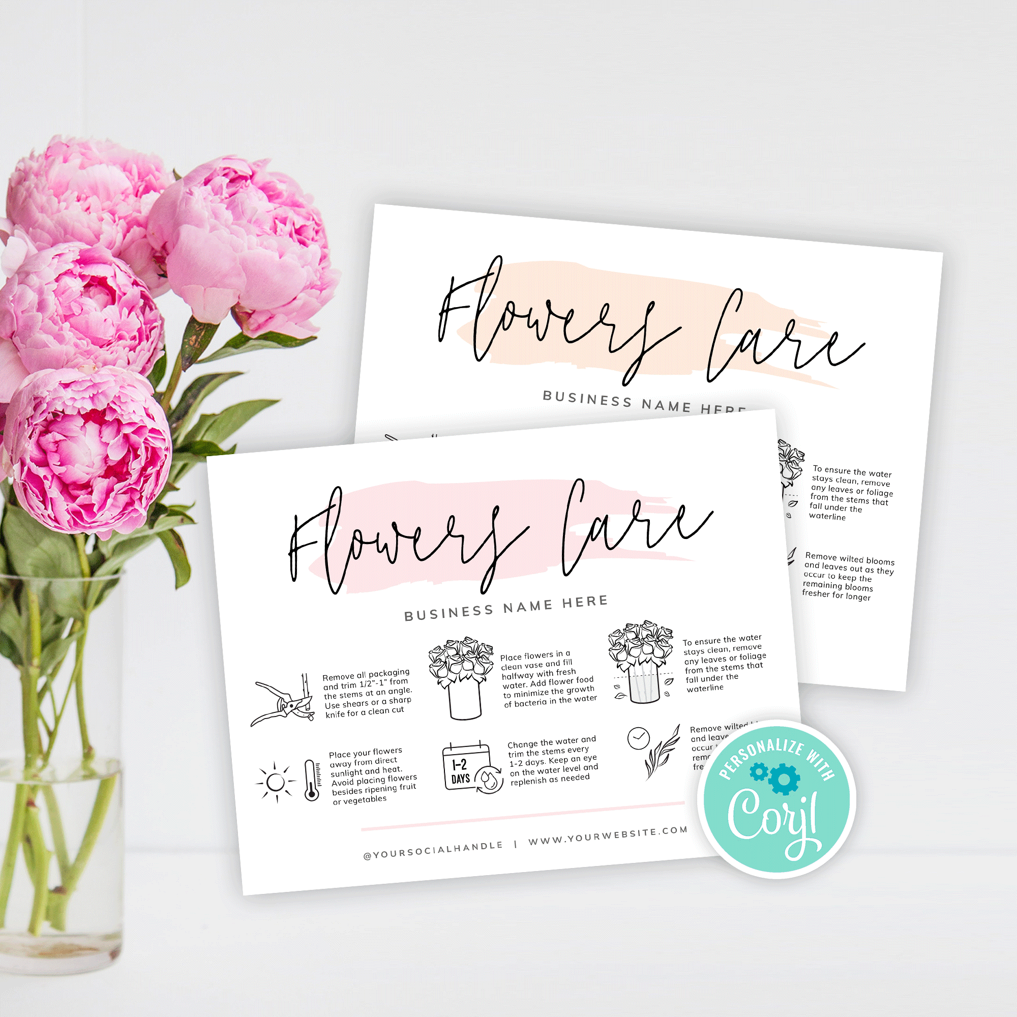 Flower Instructions Template Printable Flower Bouquet Care Cards