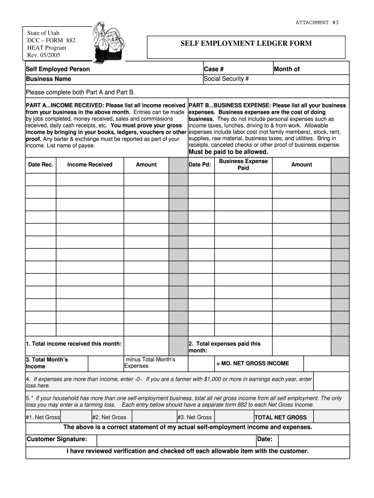 Printable Self Employment Ledger Template