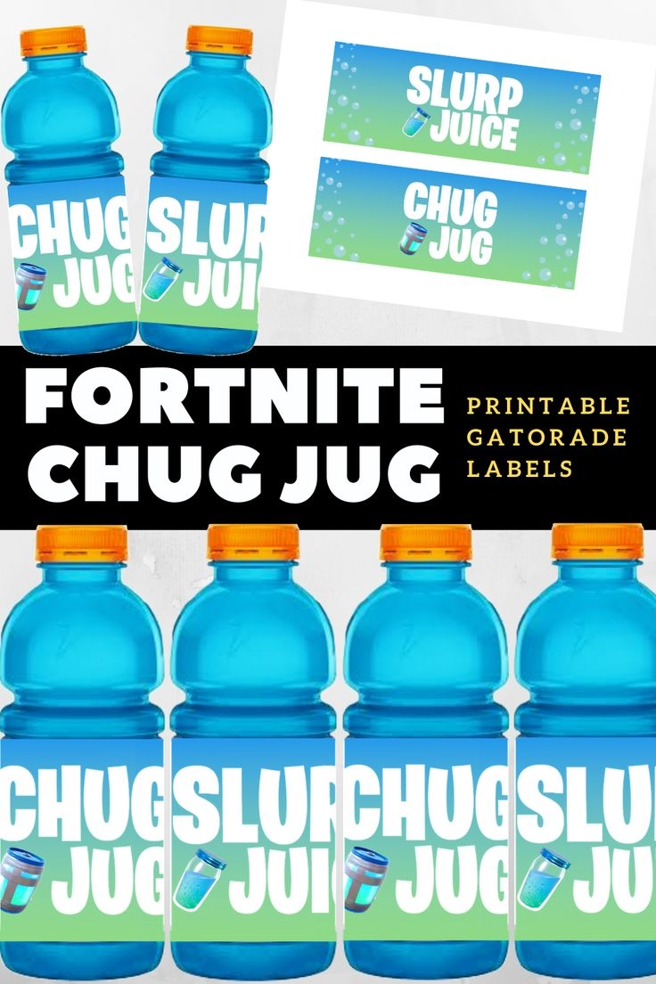 Fortnite Party 20oz Gatorade Chug Jug And Slurp Juice Printable Labels