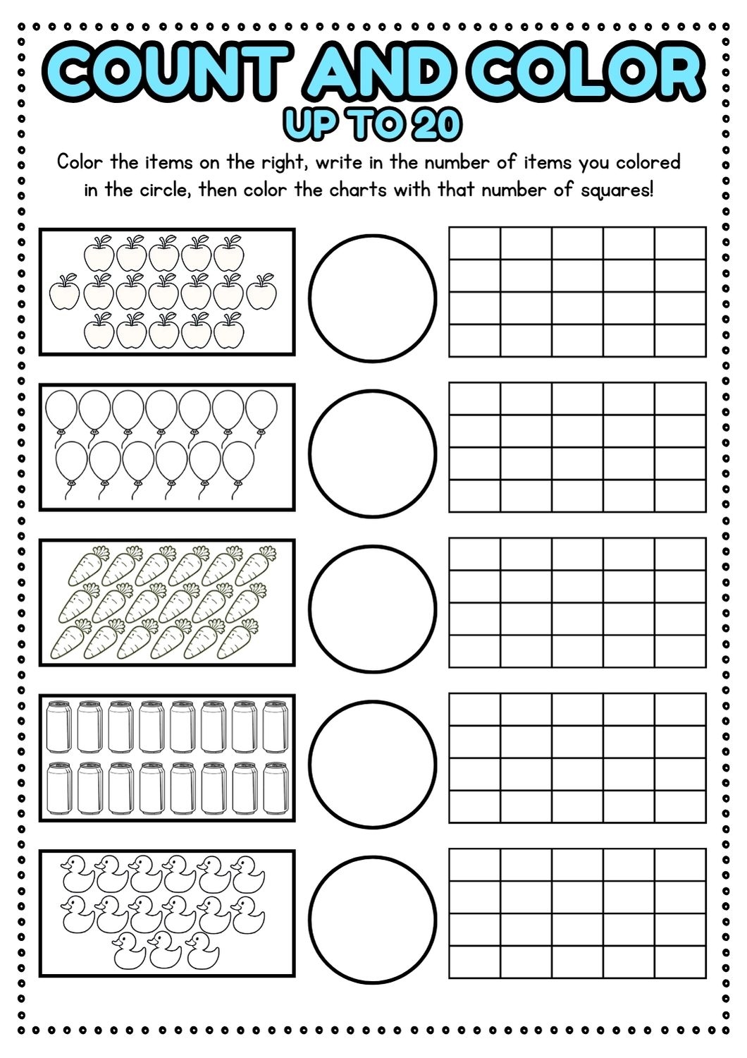 Free Printable Counting Worksheets 1-20