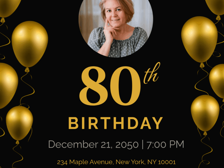 Free 80Th Birthday Invitation Templates Editable And Printable