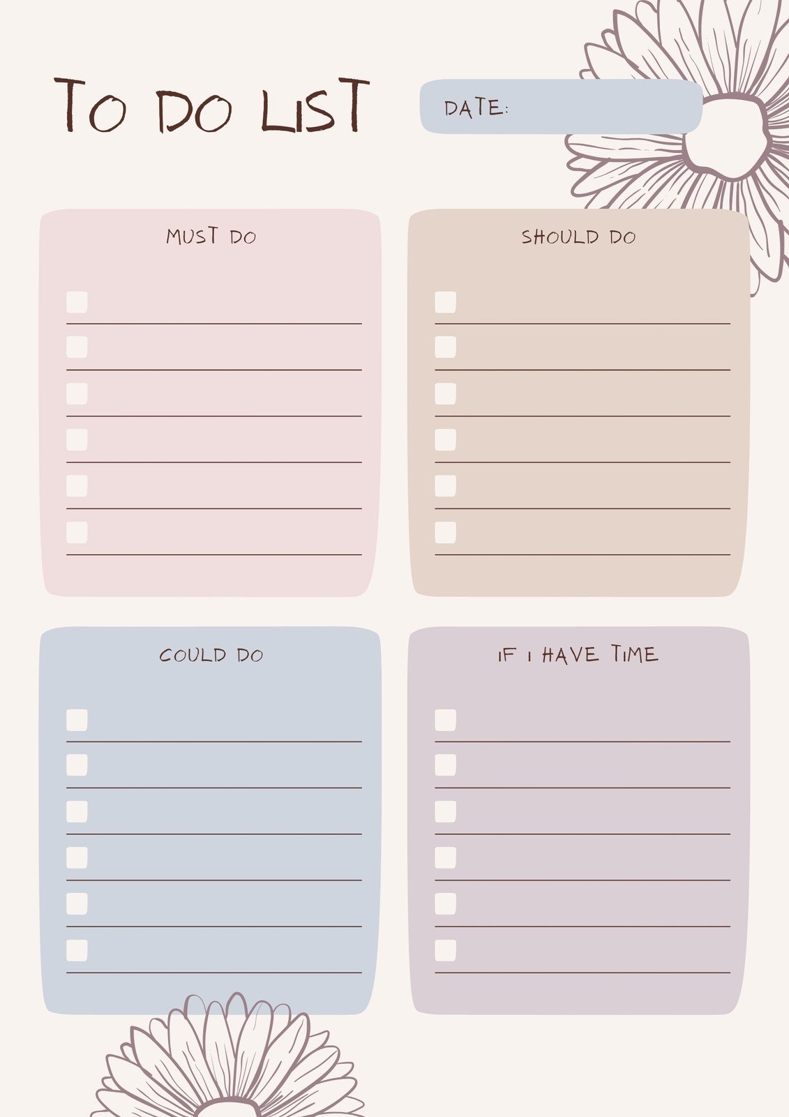 Pretty To Do List Printable