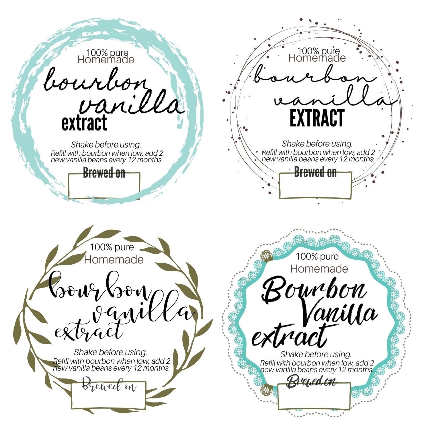 Free Bourbon Vanilla Printable Labels