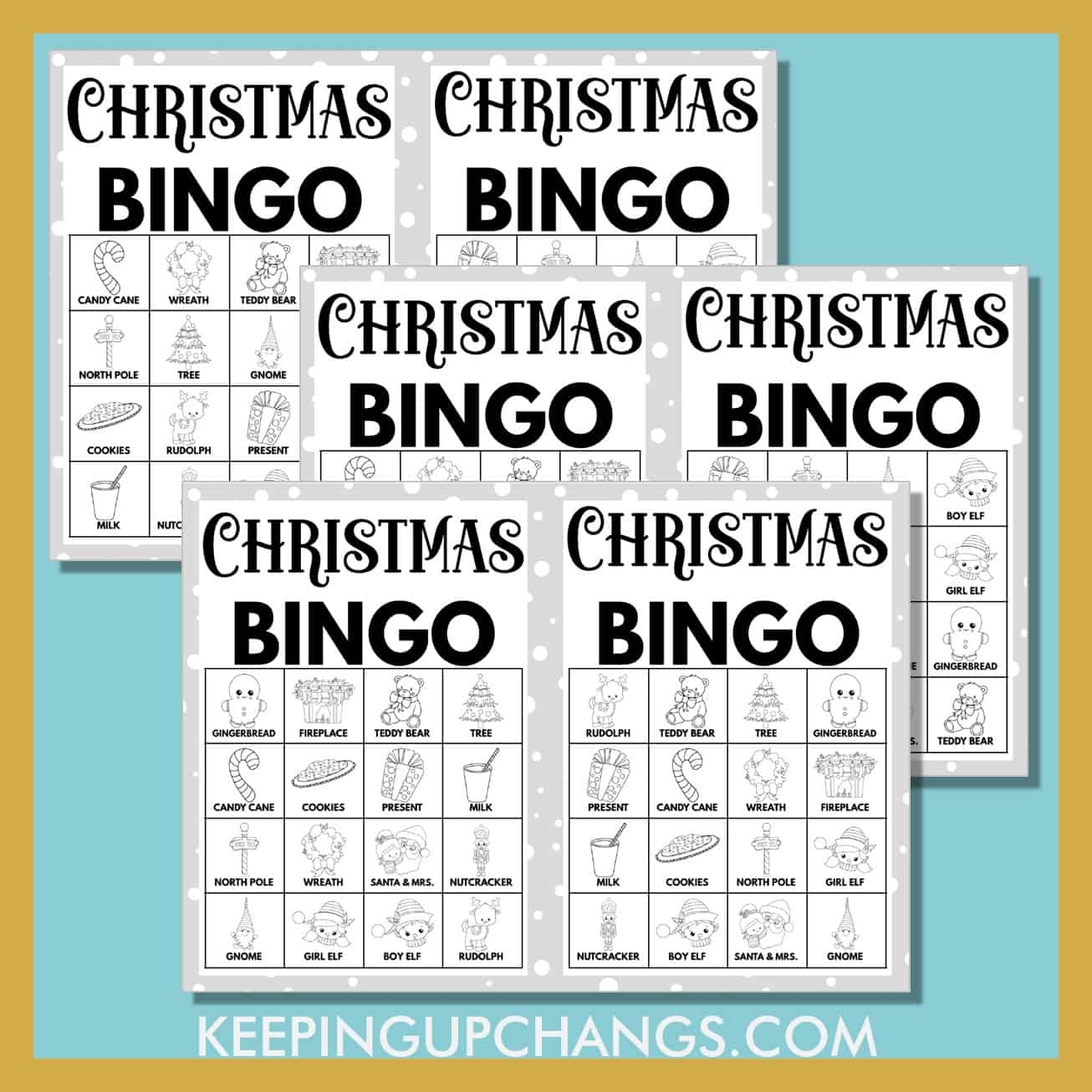 Free Black And White Printable Christmas Bingo Cards