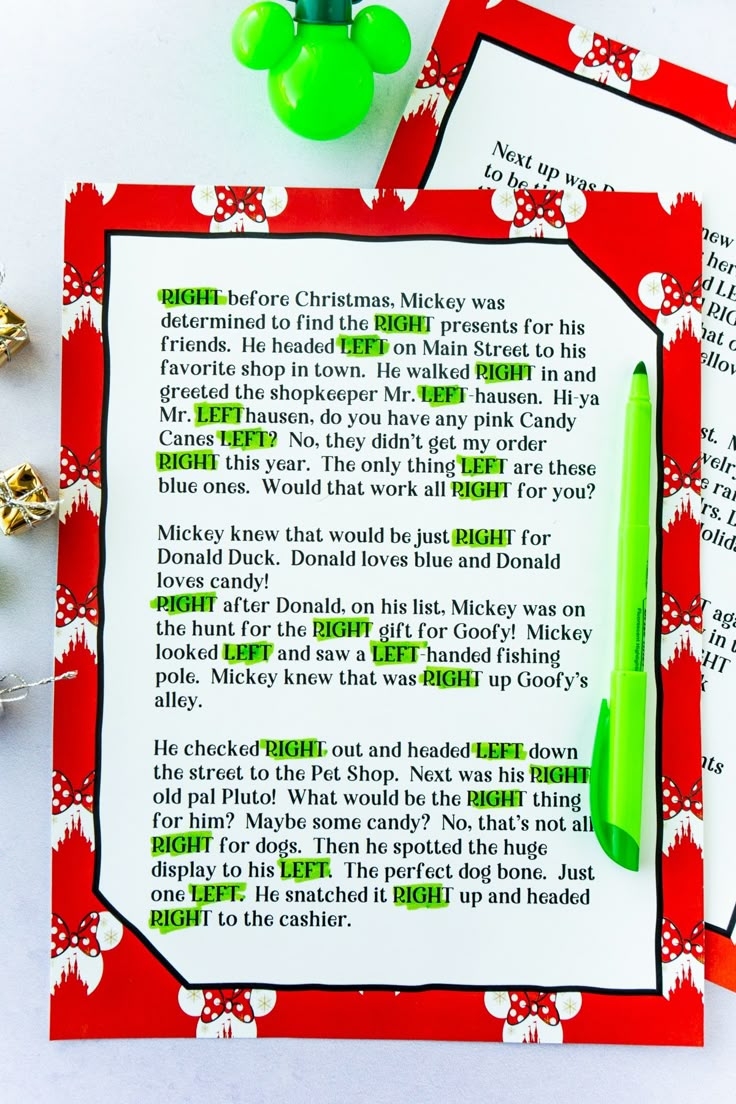 Printable Left Right Christmas Stories