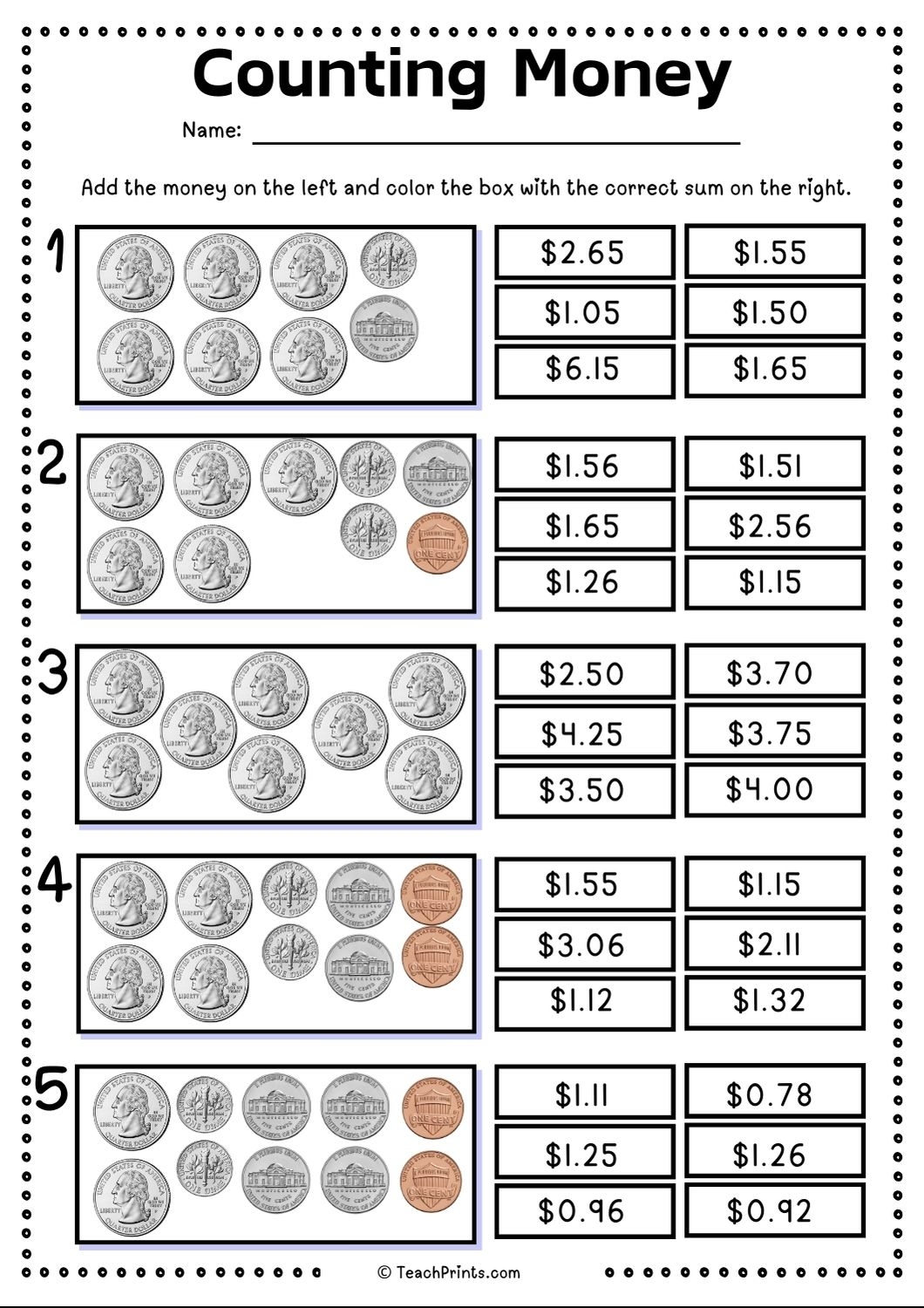 Printable Money Worksheets 2Nd Grade