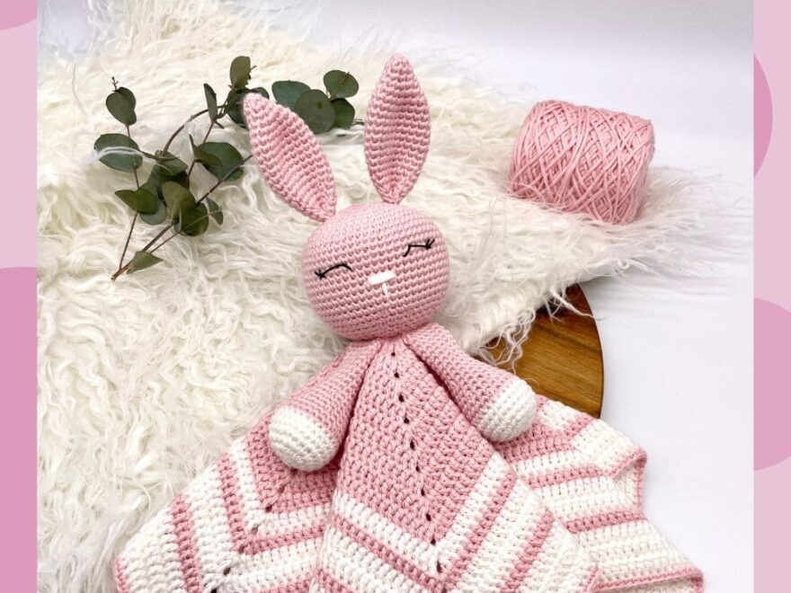 Free Crochet Bunny Lovey Pattern Square Blanket Cuddly Stitches Craft