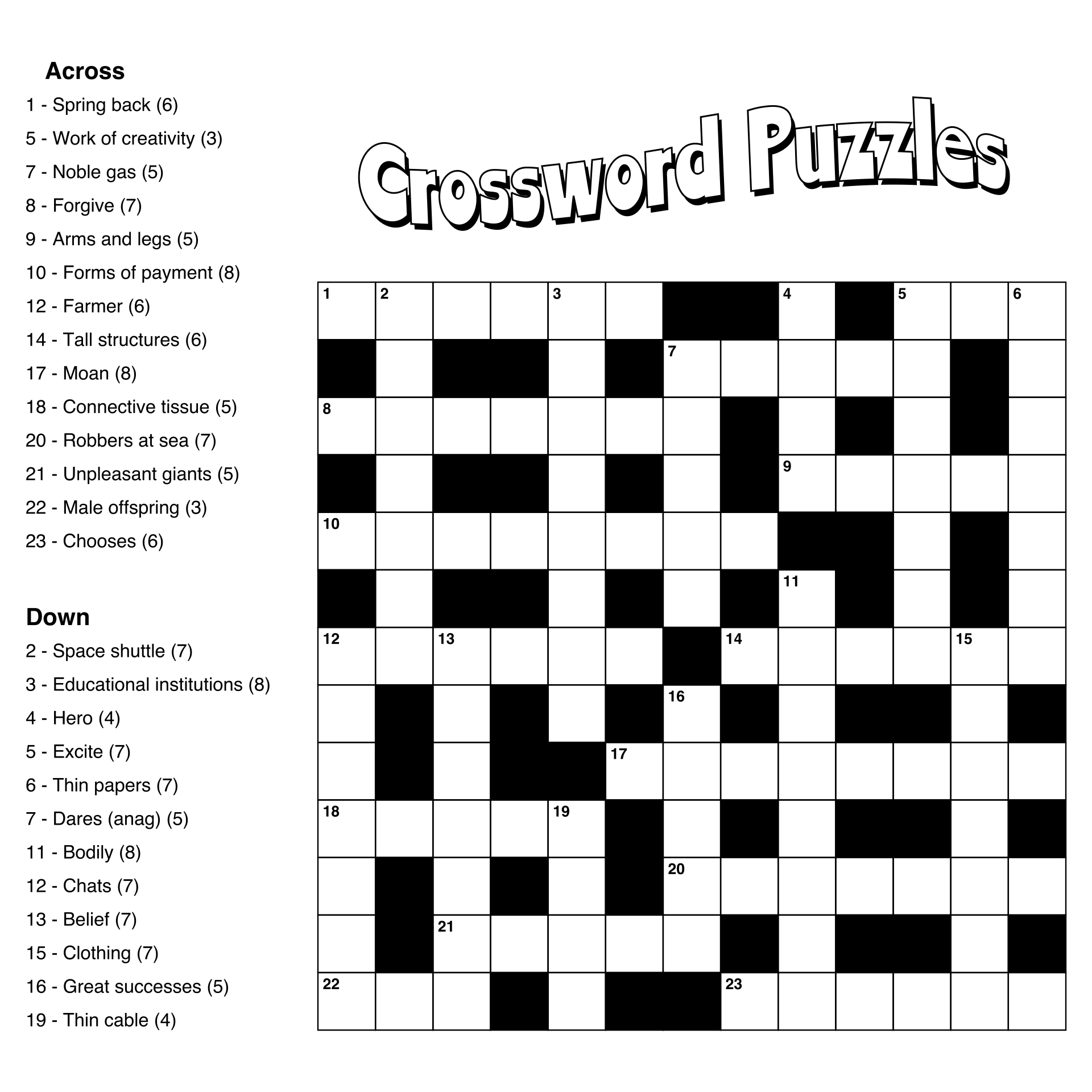 Free Crossword Puzzles To Print Classic Books Authors Worksheets Library
