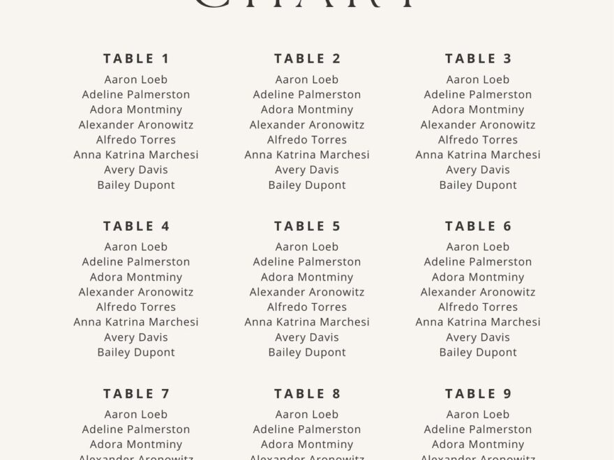 Free Custom Printable Wedding Seating Chart Templates Canva