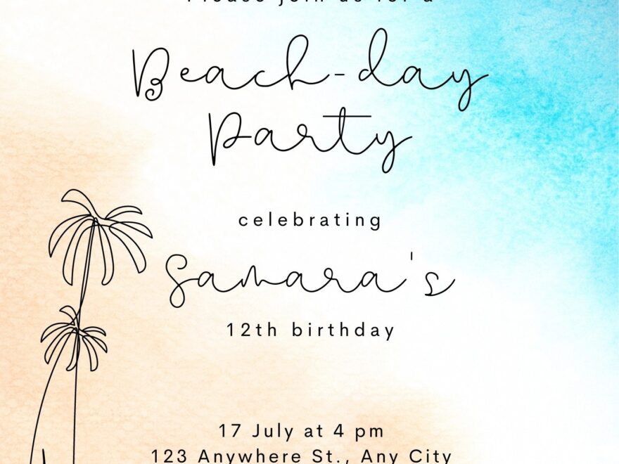 Free Customizable Beach Birthday Invitation Templates Canva